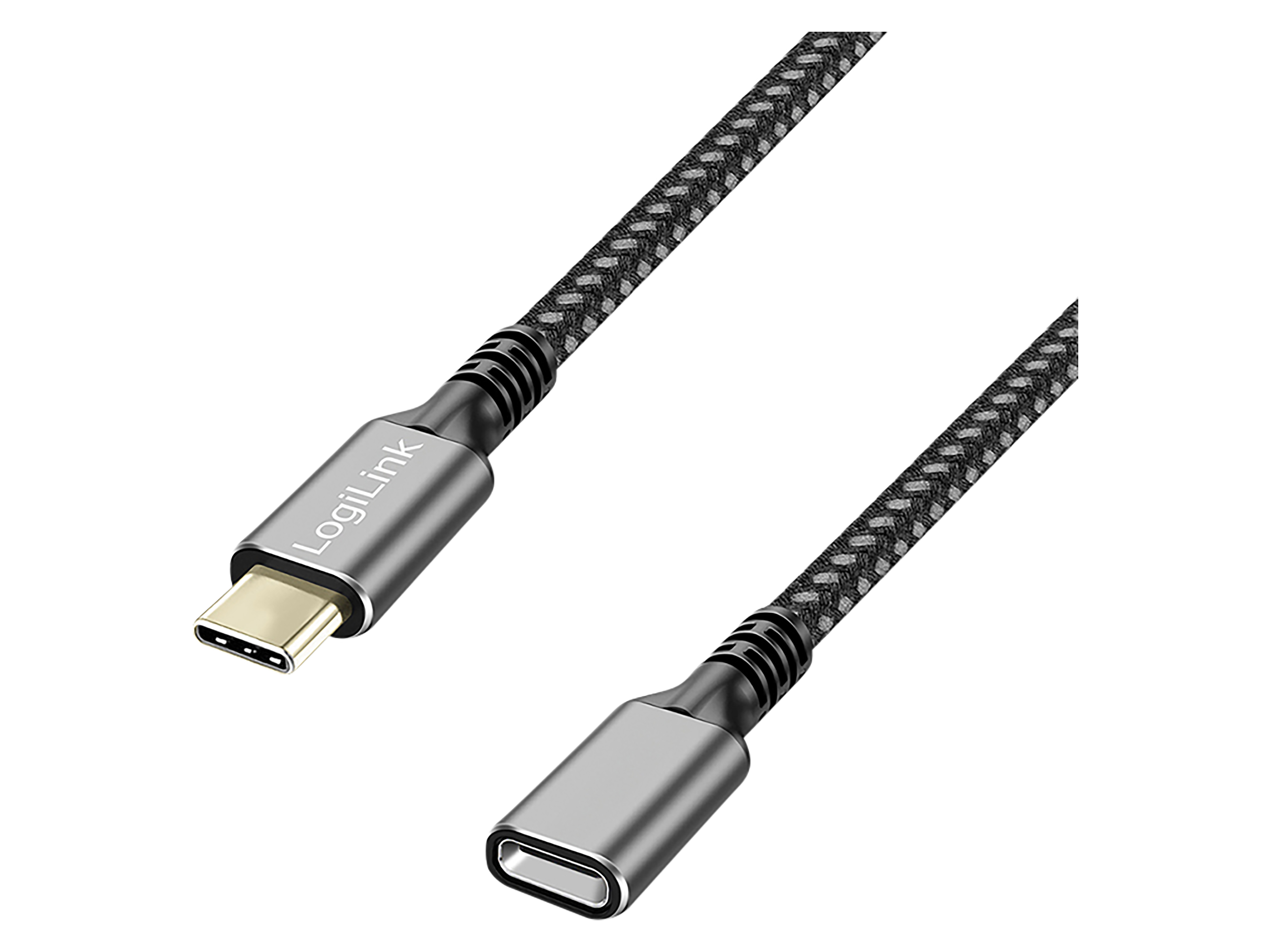 LOGILINK USB3.2 Kabel CUA0108 USB-C M/USB-C F PD Alu 1m schwarz/grau LOGILINK USB3.2 Kabel CUA0108 USB-C M/USB-C F PD Alu 1m schwarz/grau