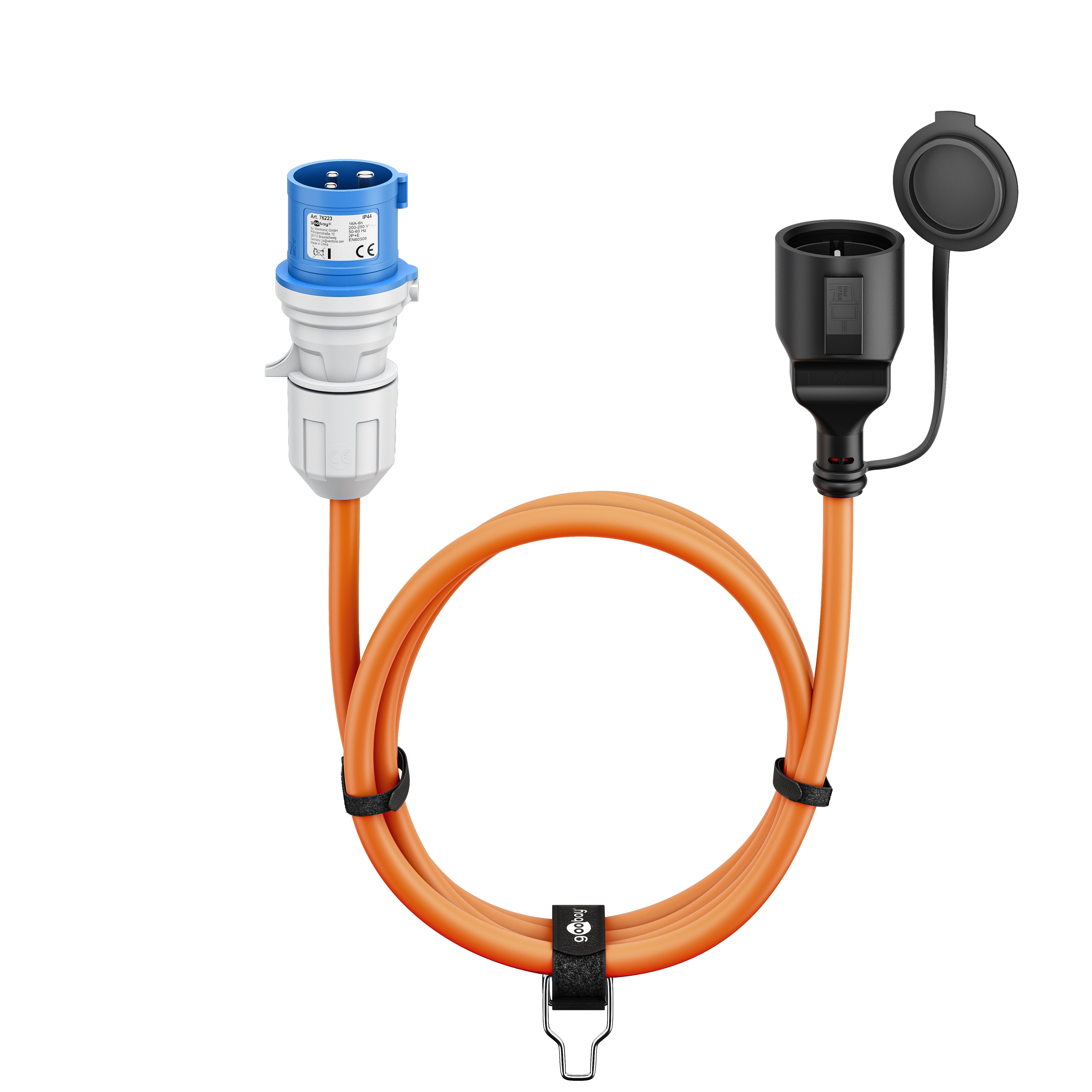 GOOBAY CEE-Adapterkabel 76223, 1,5 m, Stecker zu Schutzkontakt Kupplung