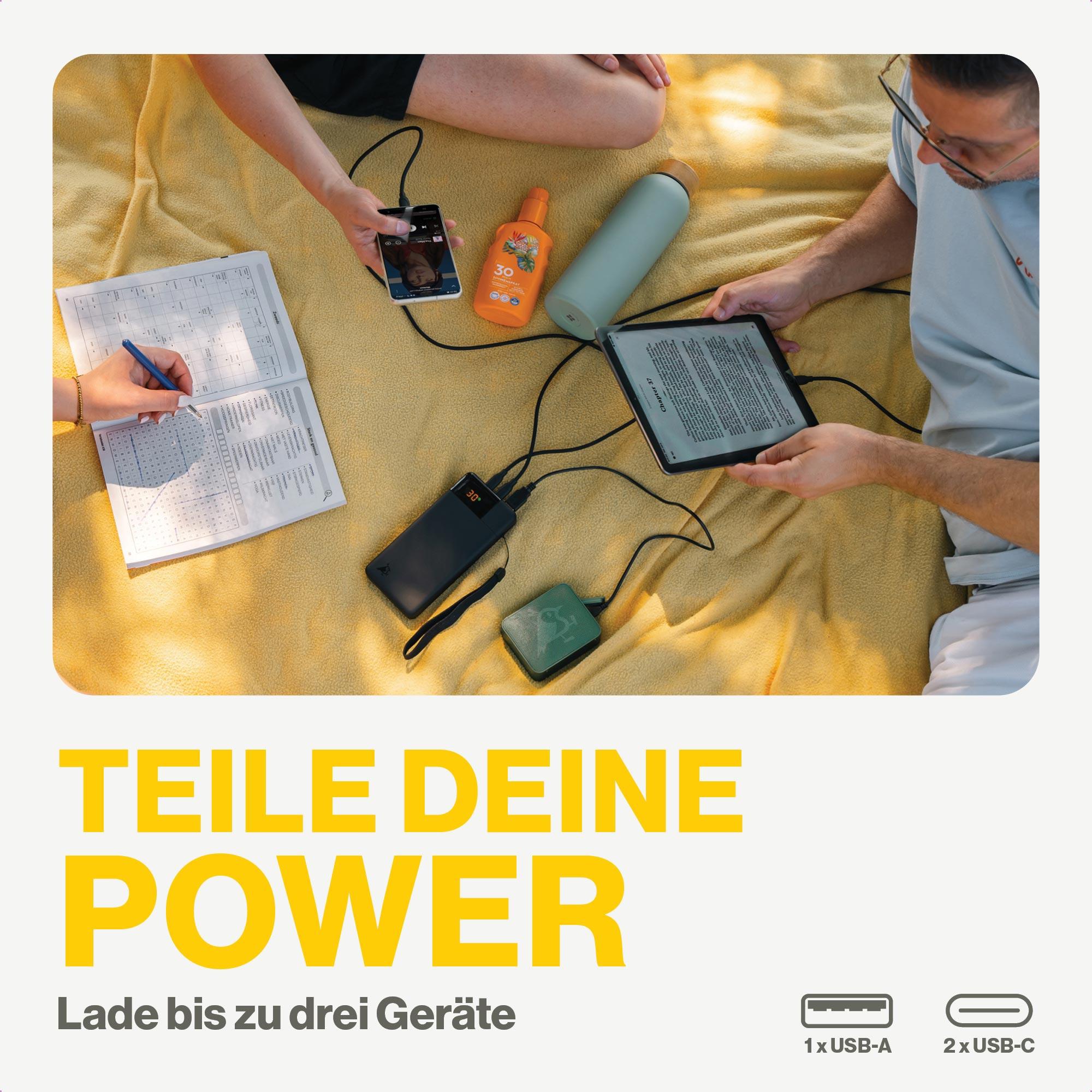 AQIILA Powerbank Powerbird B20, 20 W, 20.000mAh, 1x USB-A, 2x USB-C, schwarz AQIILA Powerbank Powerbird B20, 20 W, 20.000mAh, 1x USB-A, 2x USB-C, schwarz