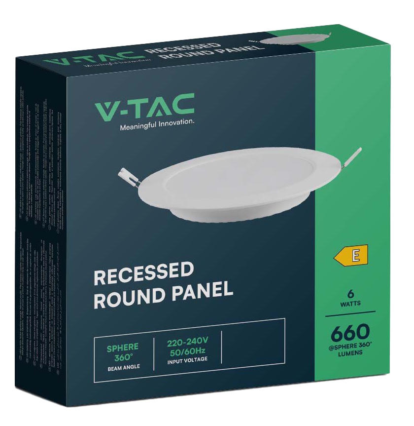 V-TAC LED-Einbauleuchte VT-61006, EEK: E, 6 W, 660 lm, 3000 K V-TAC LED-Einbauleuchte VT-61006, EEK: E, 6 W, 660 lm, 3000 K