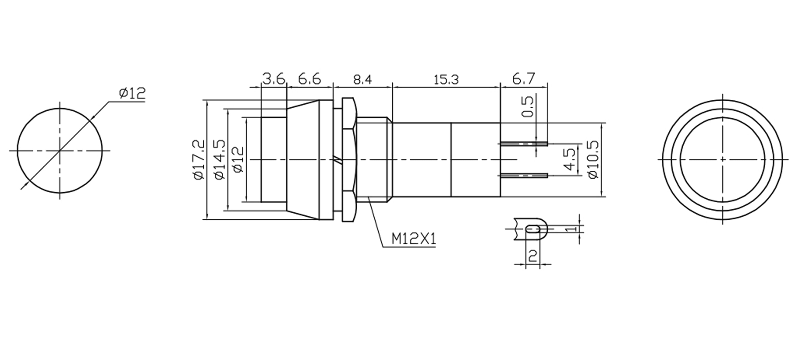 Einbau-Druckschalter PBS-11A, rund, Ein/Aus, schwarz Einbau-Druckschalter PBS-11A, rund, Ein/Aus, schwarz