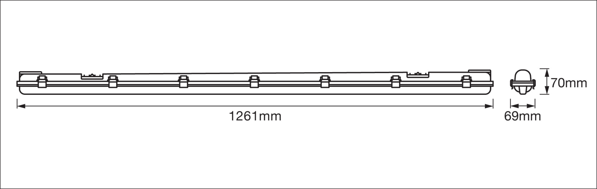 OSRAM LED-Feuchtraumleuchte Submarine, G13, 15 W, 1700 lm, 4000 K, IP65, neutralweiß, 126,1 cm