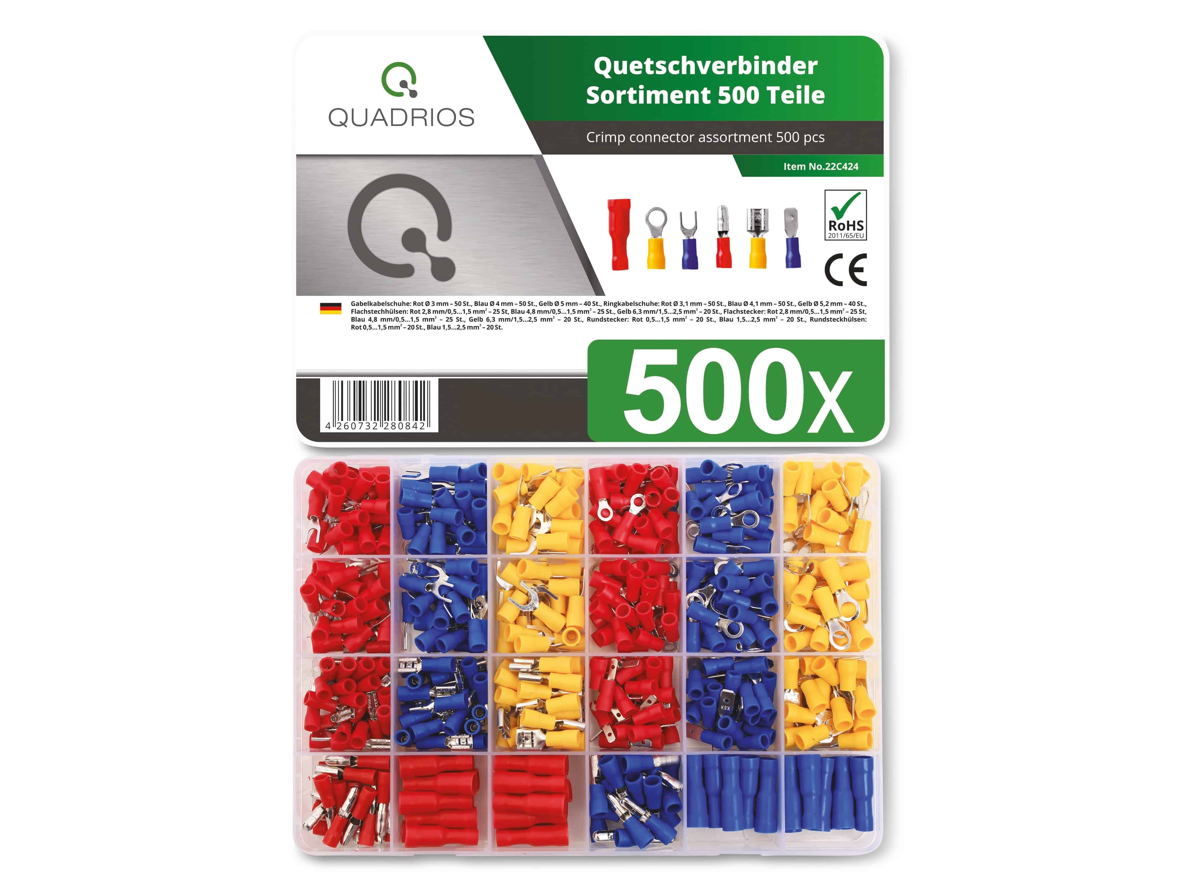 QUADRIOS Quetschverbinder-Sortiment 22C424, 500 Stück QUADRIOS Quetschverbinder-Sortiment, 22C424, 500St