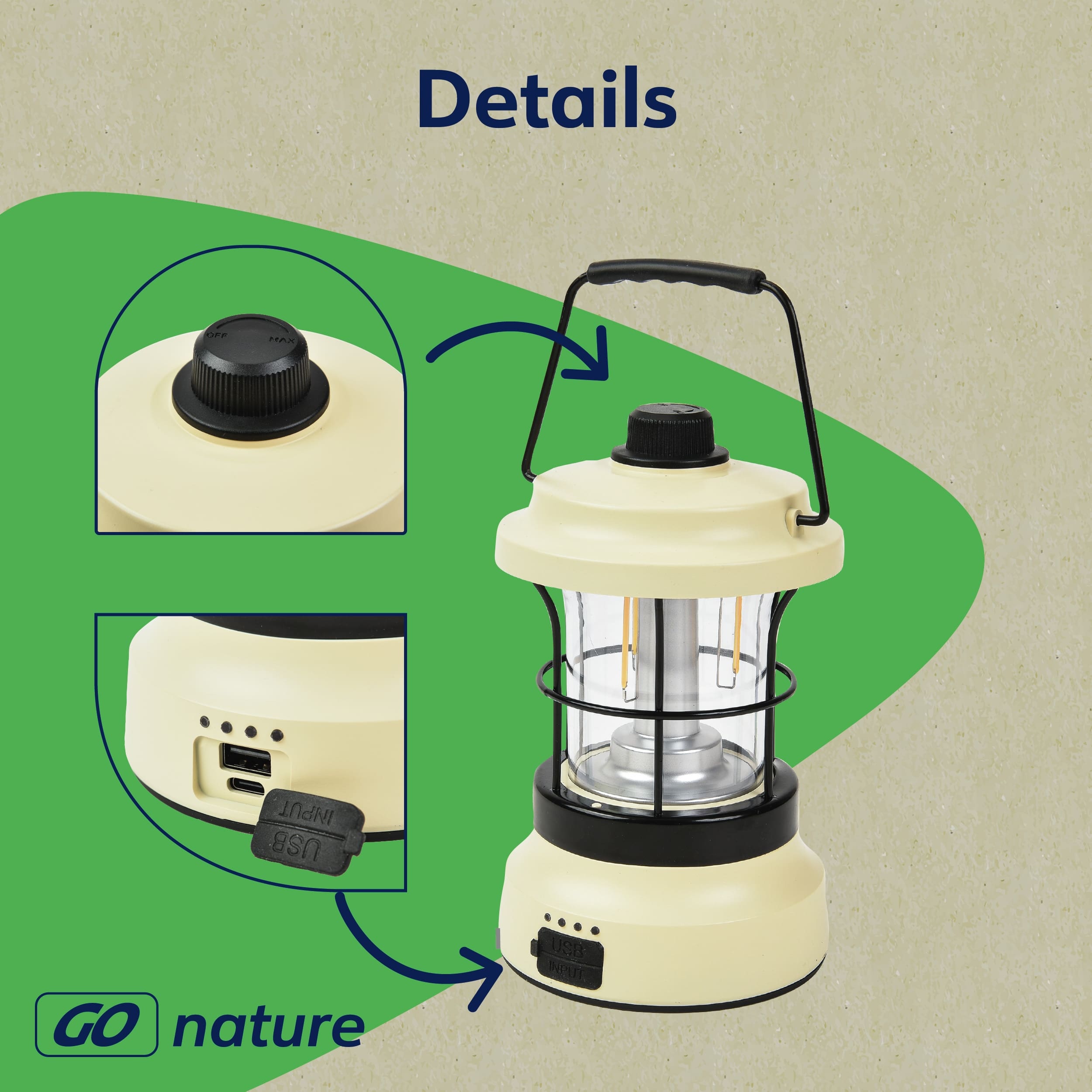 MÜLLER-LICHT LED-Akku-Campingleuchte GLEN, 2 W, 150 lm, hellbeige MÜLLER-LICHT LED-Akku-Campingleuchte GLEN, 2 W, 150 lm, hellbeige