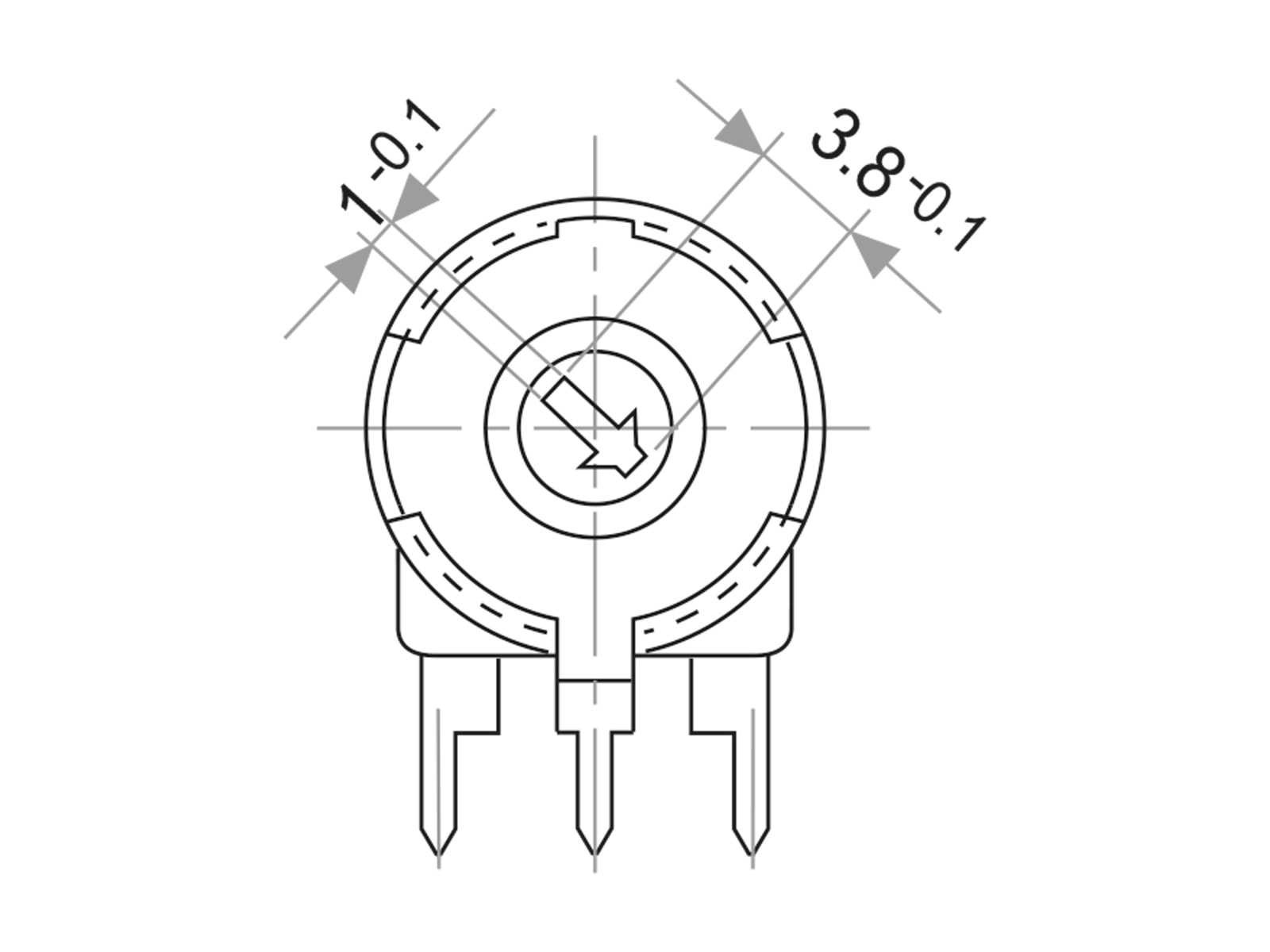 PIHER Potentiometer PT-10, 500 Ω, stehend PIHER Potentiometer PT-10, 500 Ω, stehend