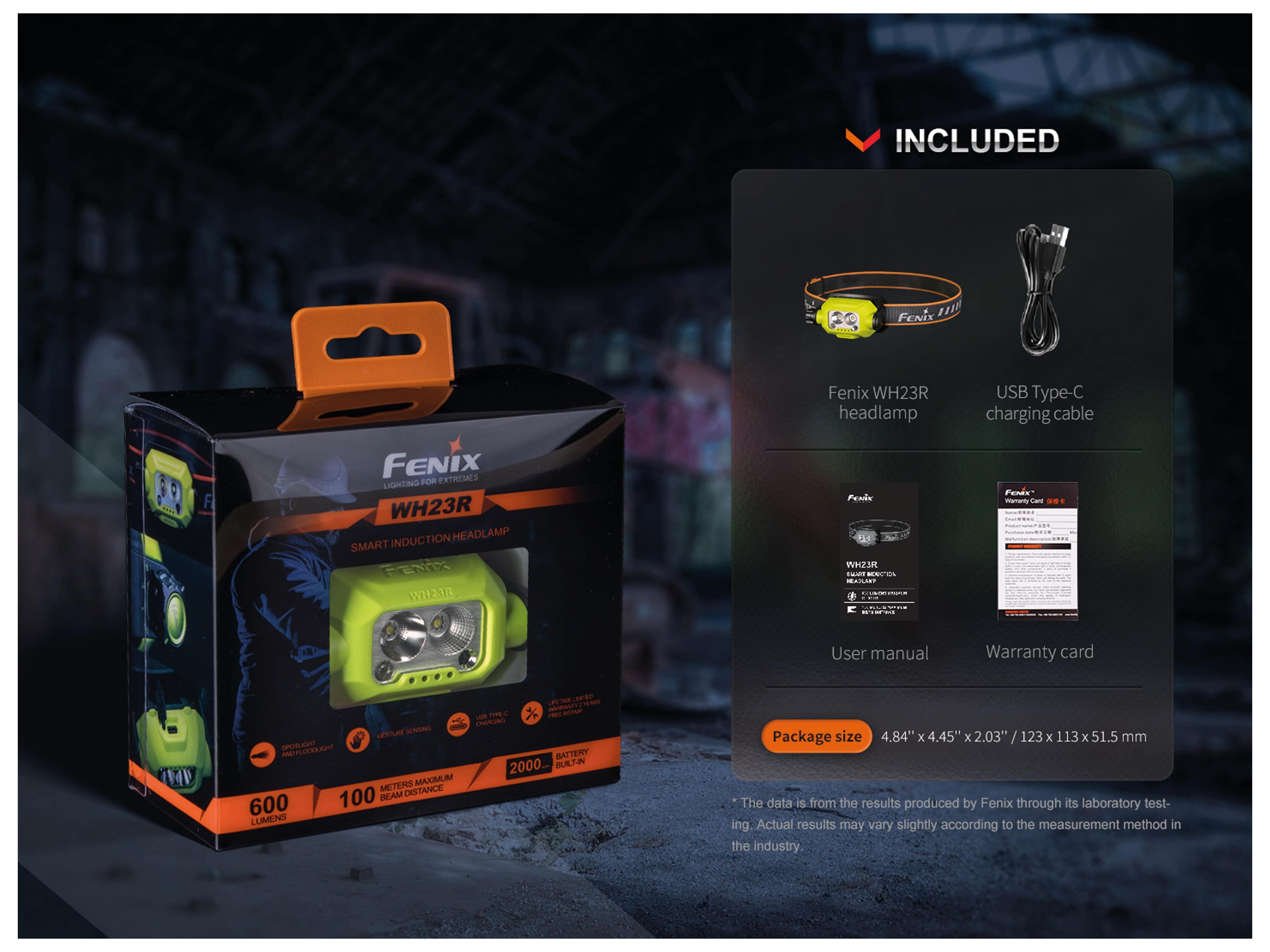 FENIX LED-Stirnlampe, WH23R, 600 Lumen, wiederaufladbar FENIX LED-Stirnlampe, WH23R,600 Lumen, wiederaufladbar