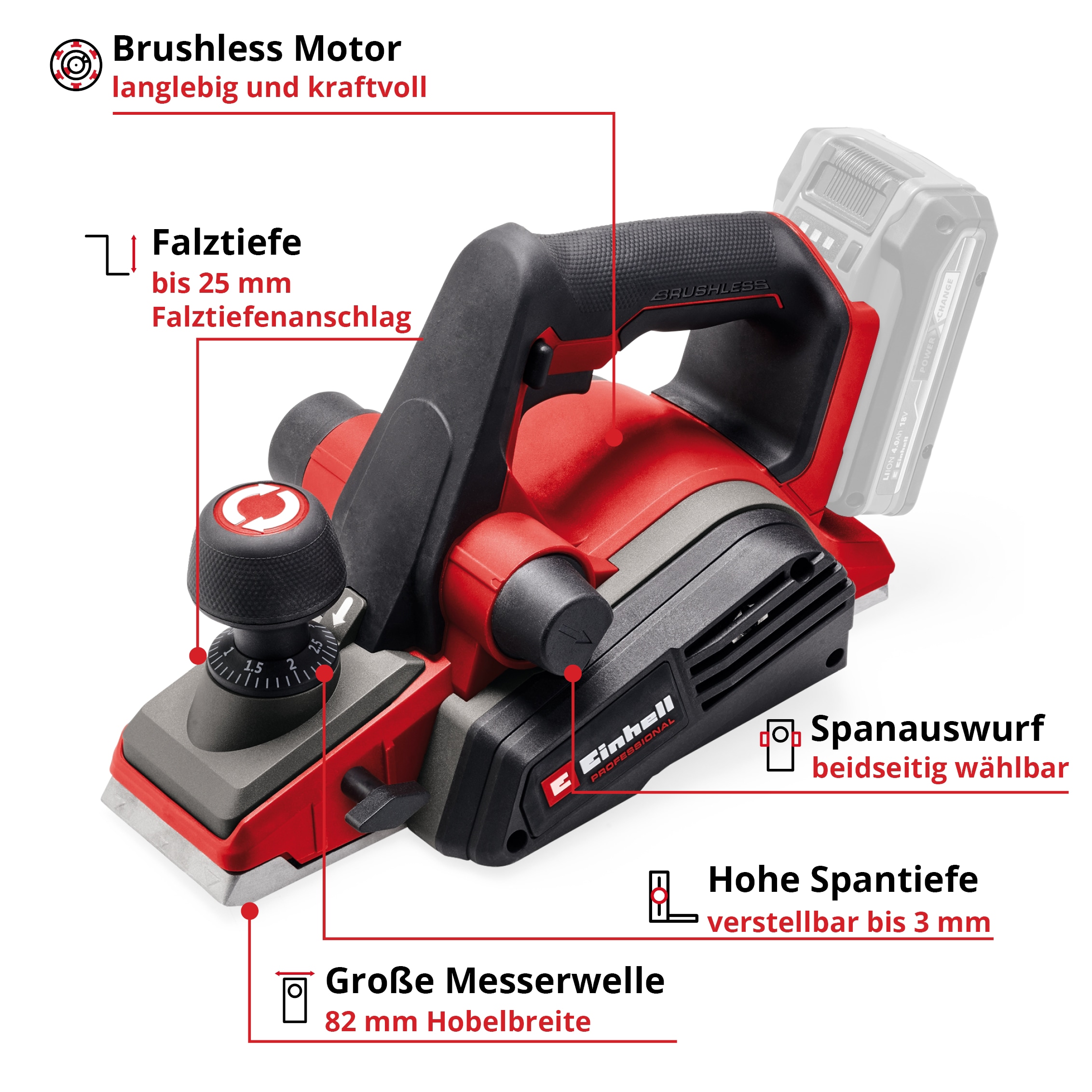 EINHELL PROFESSIONAL Akku-Hobel TP PL 18/3 Li BL Kit (1x 4,0 Ah) EINHELL Akku-Hobel TP PL 18/3 Li BL Kit (1x 4,0 Ah)