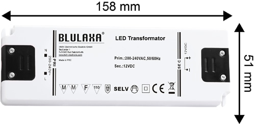 BLULAXA LED Netzteil, 30 W für 12 V- LED-Lampen u. Stripes BLULAXA LED Netzteil, 30 W für 12 V- LED-Lampen u. Stripes