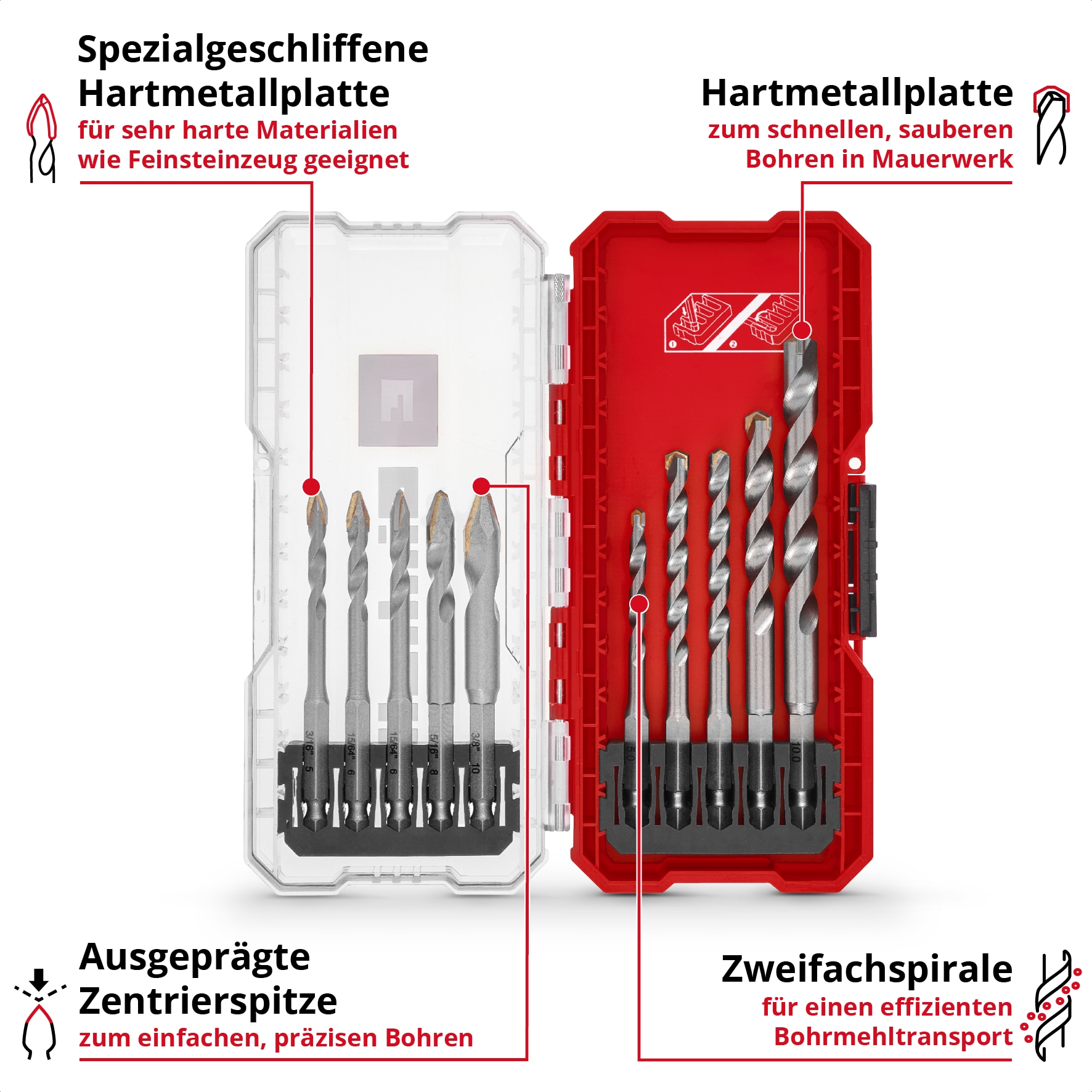 EINHELL Fliesenbohrer-Set, 51410, S-Case, 5-10 mm, 10-teilig EINHELL Fliesenbohrer-Set, 51410, S-Case, 5-10 mm, 10-teilig