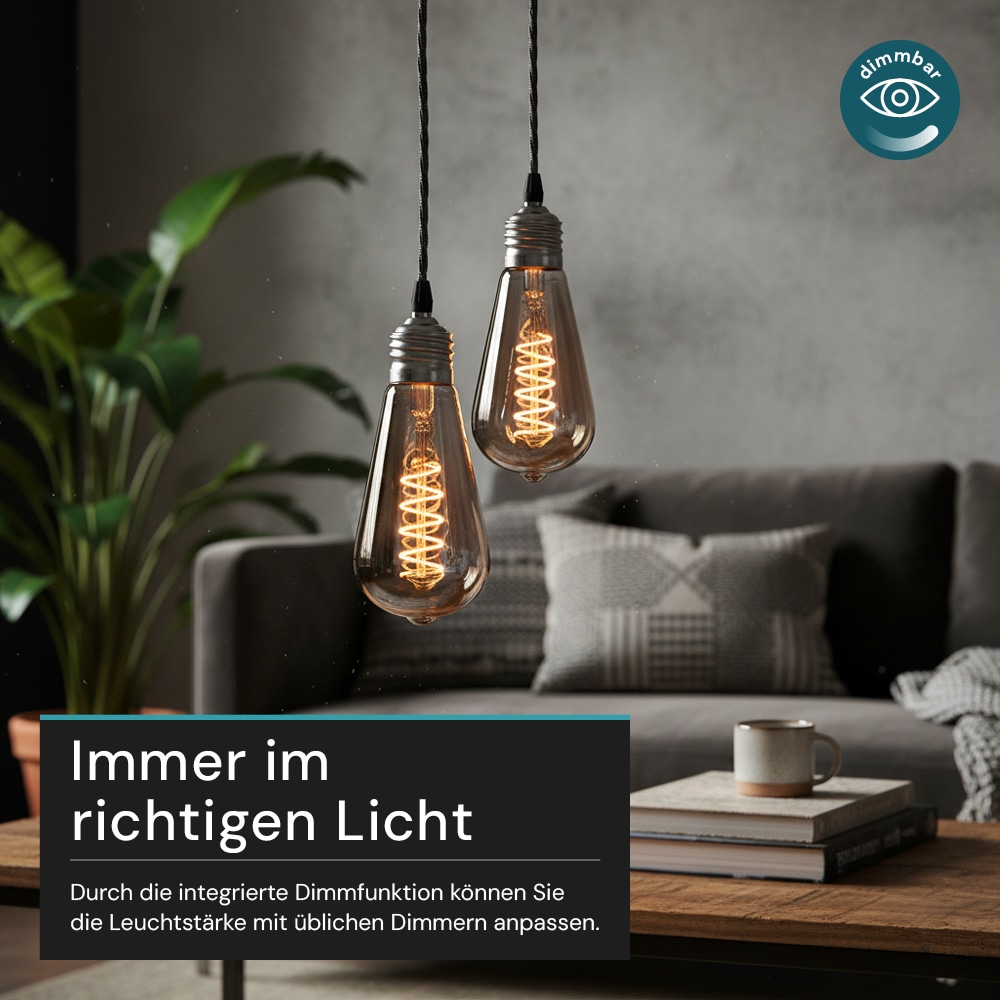 LUXULA LED-Filament-Lampe, SPIRAL, Pear, E27, 4W, 40lm, 1800K, dimmbar LUXULA LED-Filament-Lampe, SPIRAL, Pear, E27, 4W, 40lm, 1800K, dimmbar