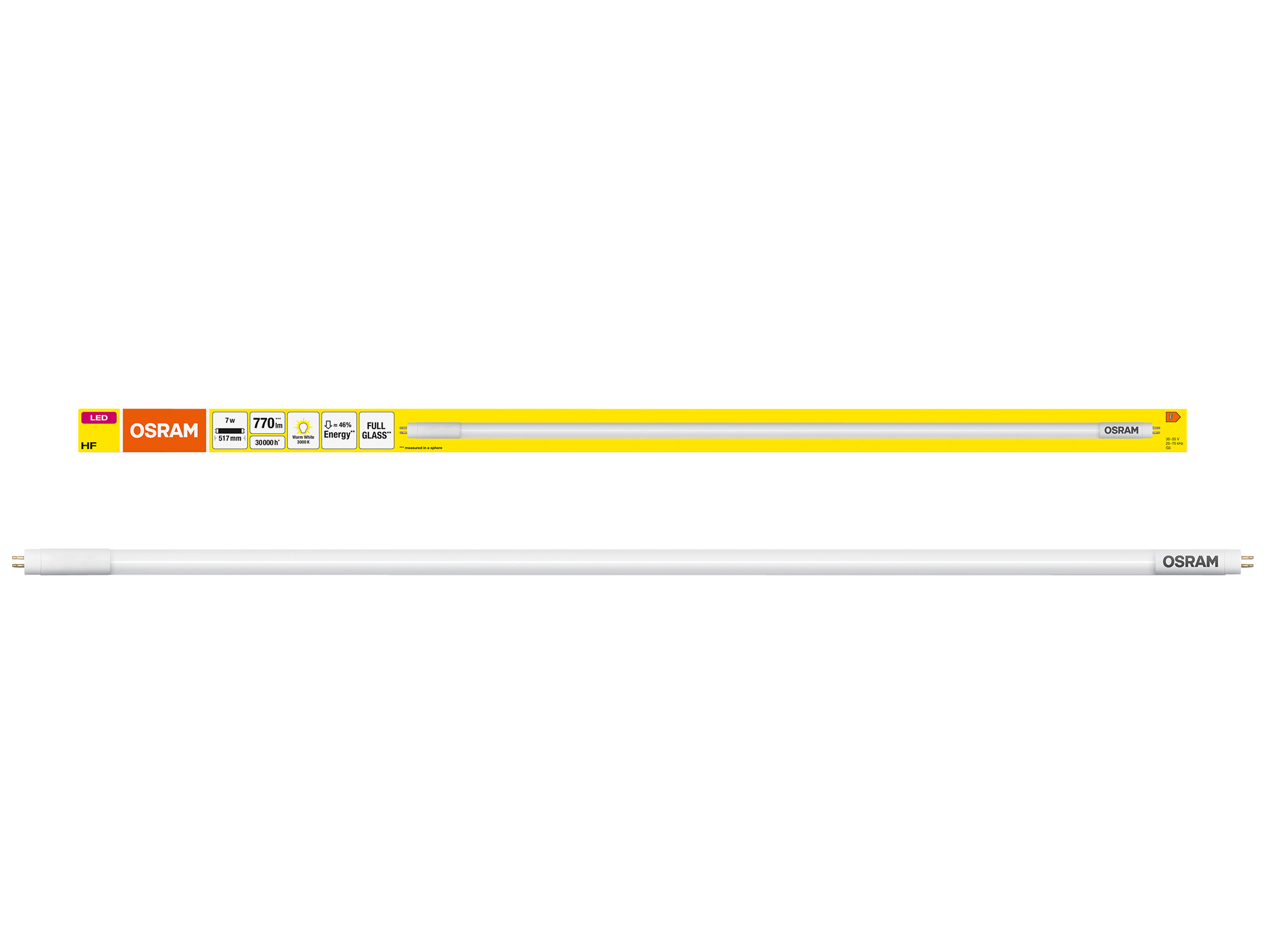OSRAM LED-Röhre, T5, 517mm, G5, EEK: F, 7W, 770lm, 3000K