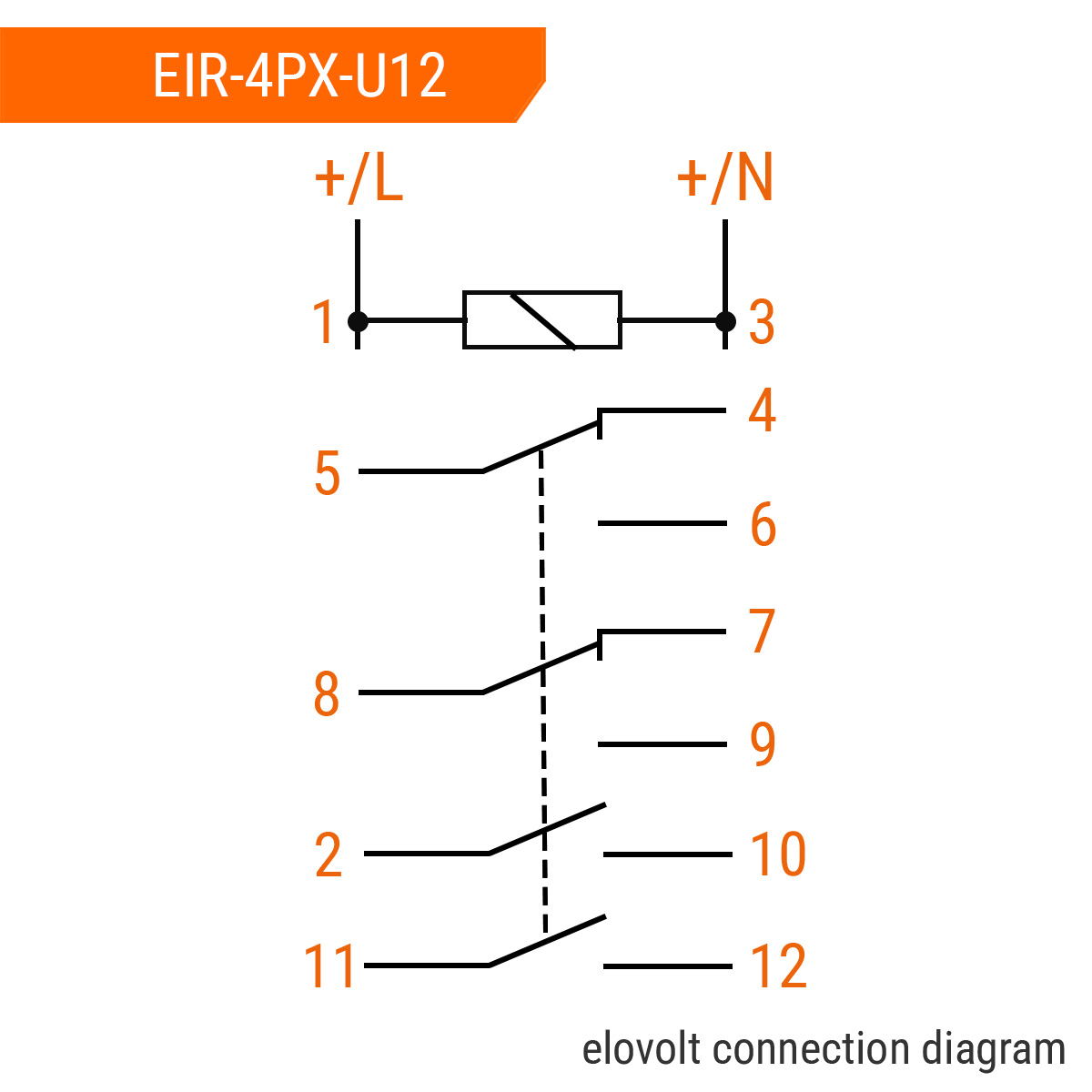 ELOVOLT Schaltrelais EIR-4PX-U12, 4x 8 A, 12 V, 2 Schliesser + 2 Wechsler ELOVOLT Schaltrelais EIR-4PX-U12, 4x 8 A, 12 V, 2 Schliesser + 2 Wechsler