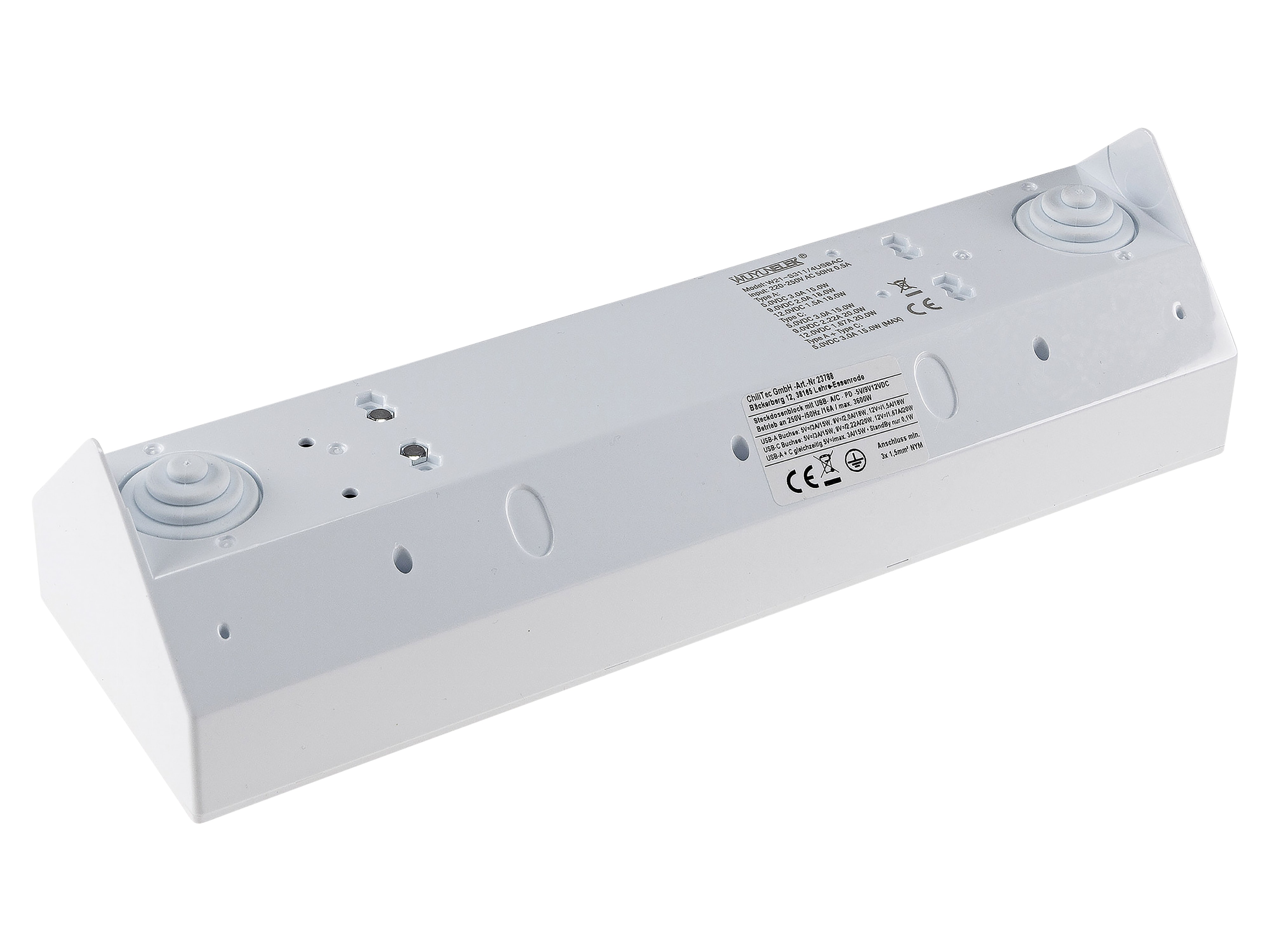 CHILITEC Steckdosenblock 23788, 4-fach, USB-A+C, 250V/16A, weiß CHILITEC Steckdosenblock 23788, 4-fach, USB-A+C, 250V/16A, weiß