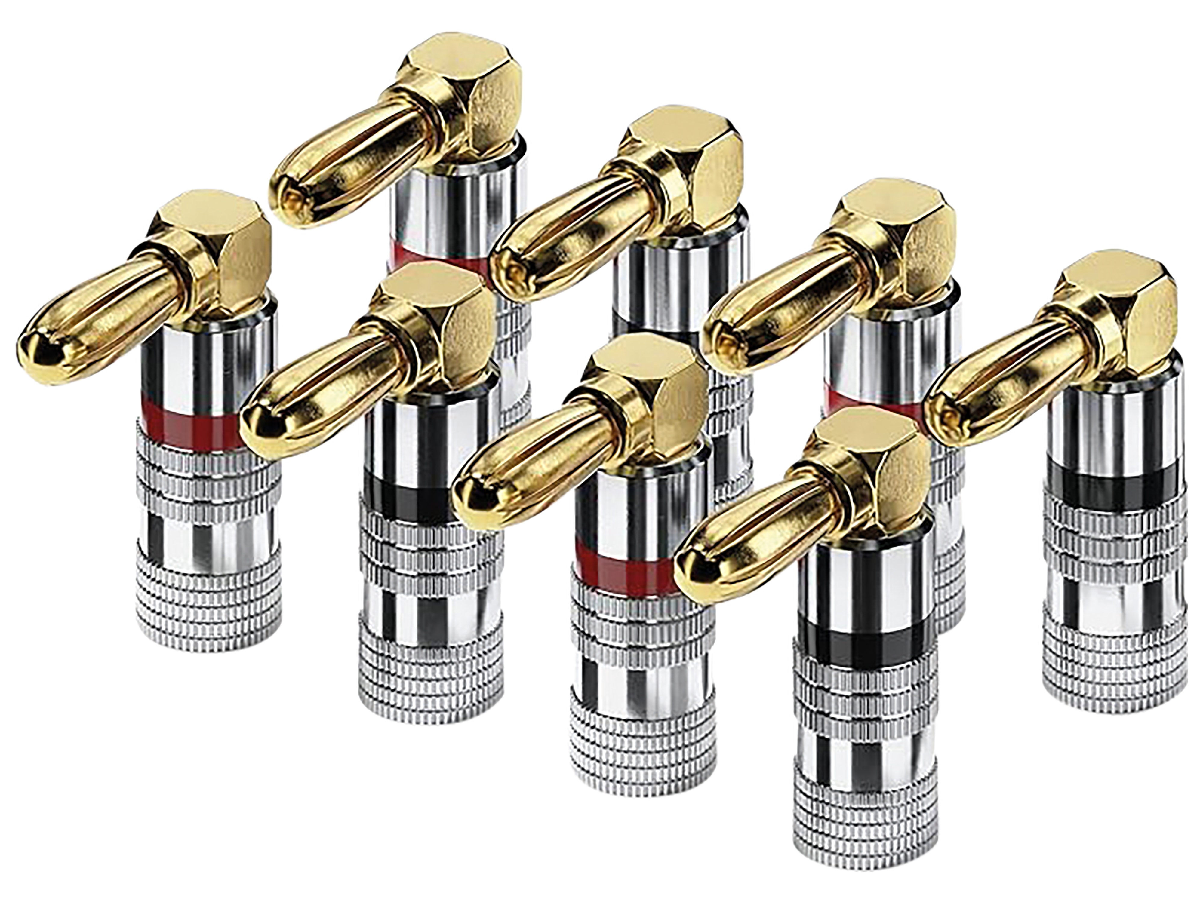 SONERO Bananenstecker S-SC090-08, gewinkelt 90° vergoldet 8er Set SONERO Bananenstecker S-SC090-08, gewinkelt 90° vergoldet 8er Set