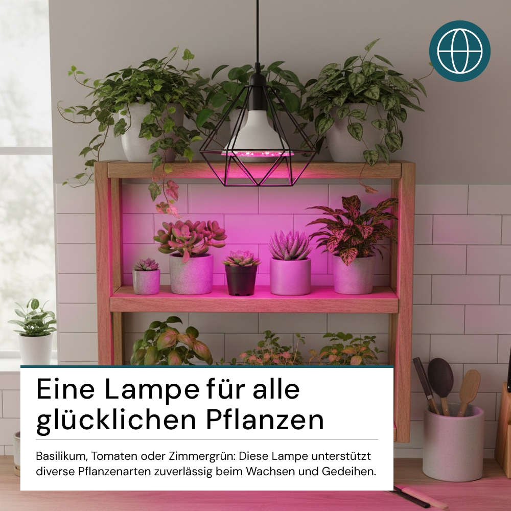 LUXULA LED-Pflanzenlampe, E27, 18W, 1200K, 580lm, warmweiß, IP20 LUXULA LED-Pflanzenlampe, E27, 18W, 1200K, 580lm, warmweiß, IP20