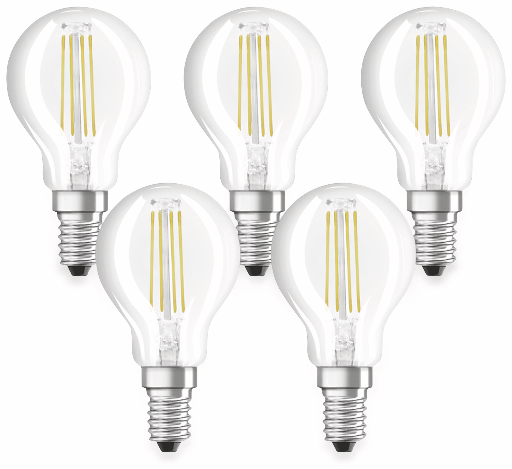 OSRAM LED-Lampe BASE CLASSIC P, E14, EEK: E, 4 W, 470 lm, 2700 K, 5 Stk. OSRAM LED-Lampe BASE CLASSIC P, E14, EEK: E, 4 W, 470 lm, 2700 K, 5 Stk.