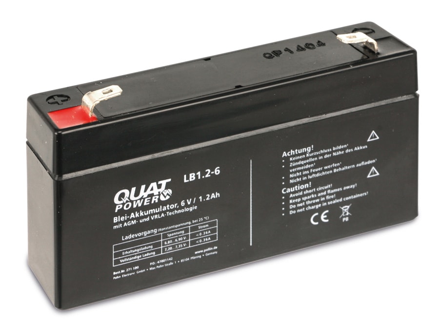 QUATPOWER Blei-Akkumulator LB1.2-6, 6 V-/1,2 Ah QUATPOWER Blei-Akkumulator LB1.2-6, 6 V-/1,2 Ah