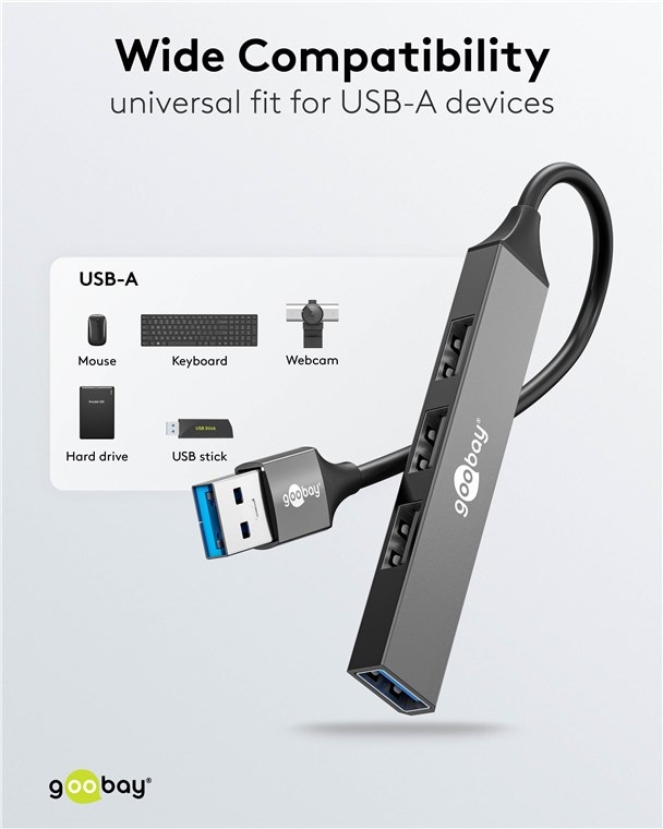 GOOBAY USB3.2 Hub 74456 Slim 4 Port USB-A auf USB-A GOOBAY USB3.2 Hub 74456 Slim 4 Port USB-A auf USB-A