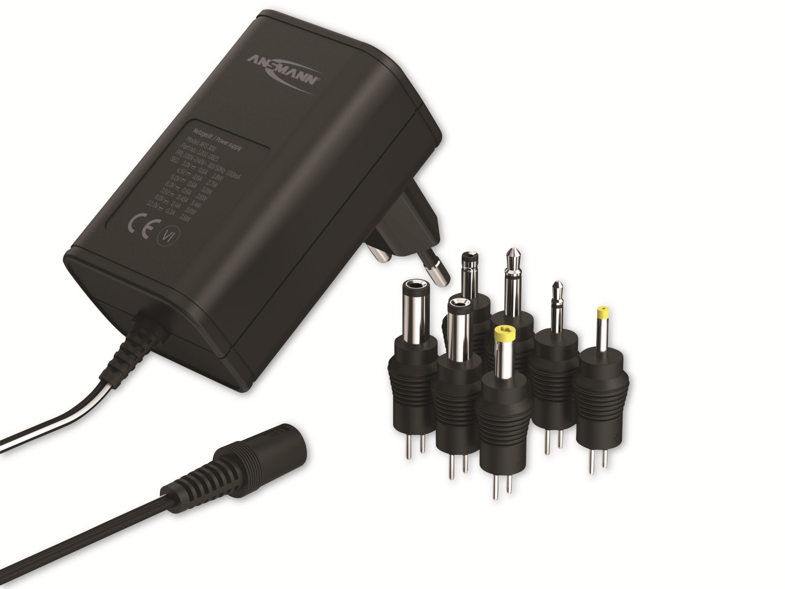 ANSMANN Universal-Netzteil APS 300, 3,6W, Ladestrom max. 0,6A, 3-12V- ANSMANN Universal-Netzteil APS 300, 3,6W, Ladestrom max. 0,6A, 3-12V-