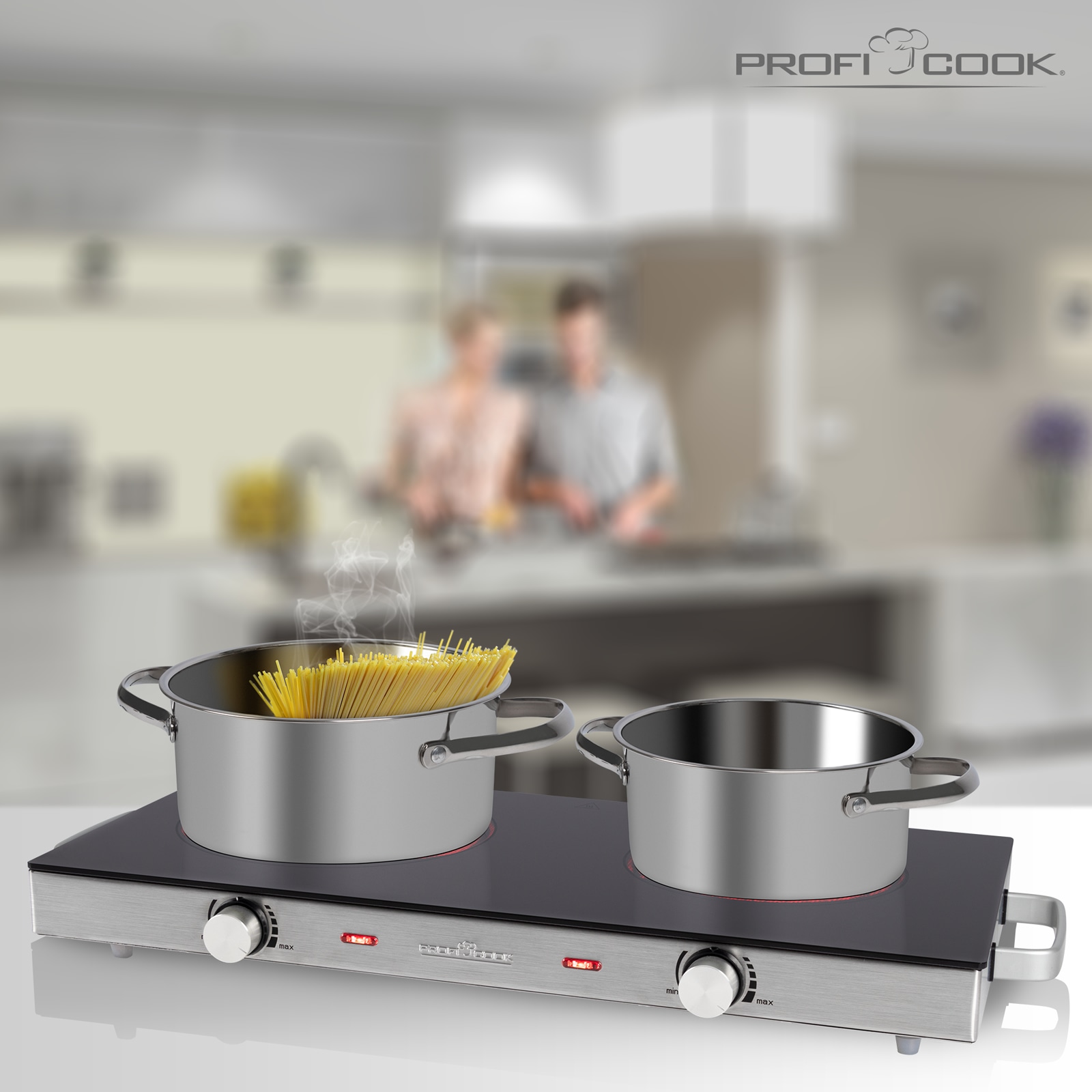 PROFI COOK Infrarot-Doppelkochplatte PC-DKP 1211, 2800 W, inox PROFI COOK Infrarot-Doppelkochplatte PC-DKP 1211, 2800 W, inox