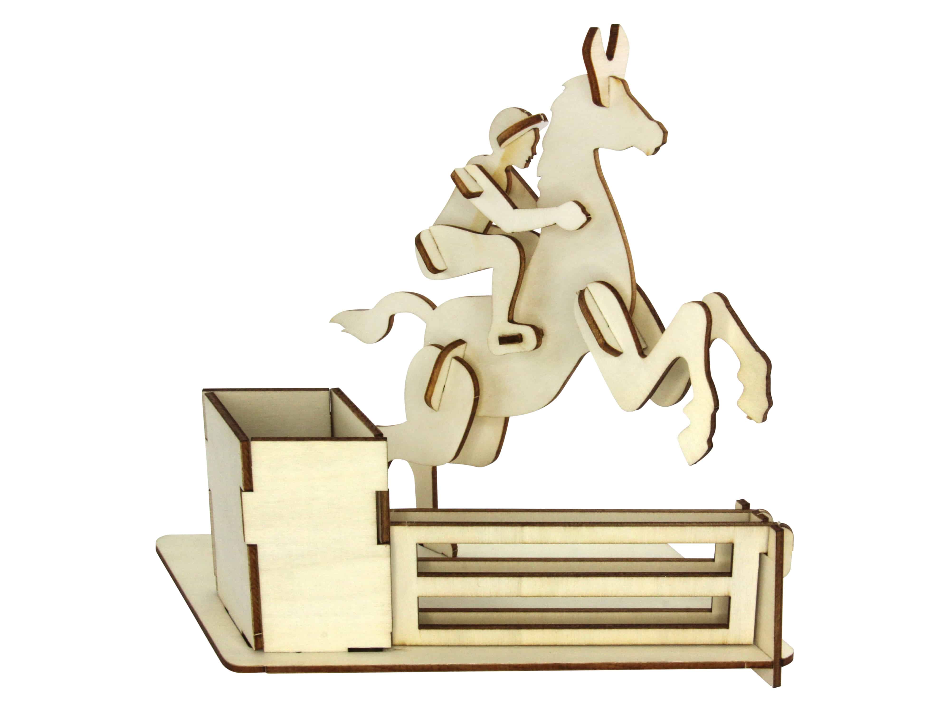 SOL-EXPERT 3D Holz Puzzle Springreiter mit Stiftebox SOL-EXPERT 3D Holz Puzzle Springreiter mit Stiftebox
