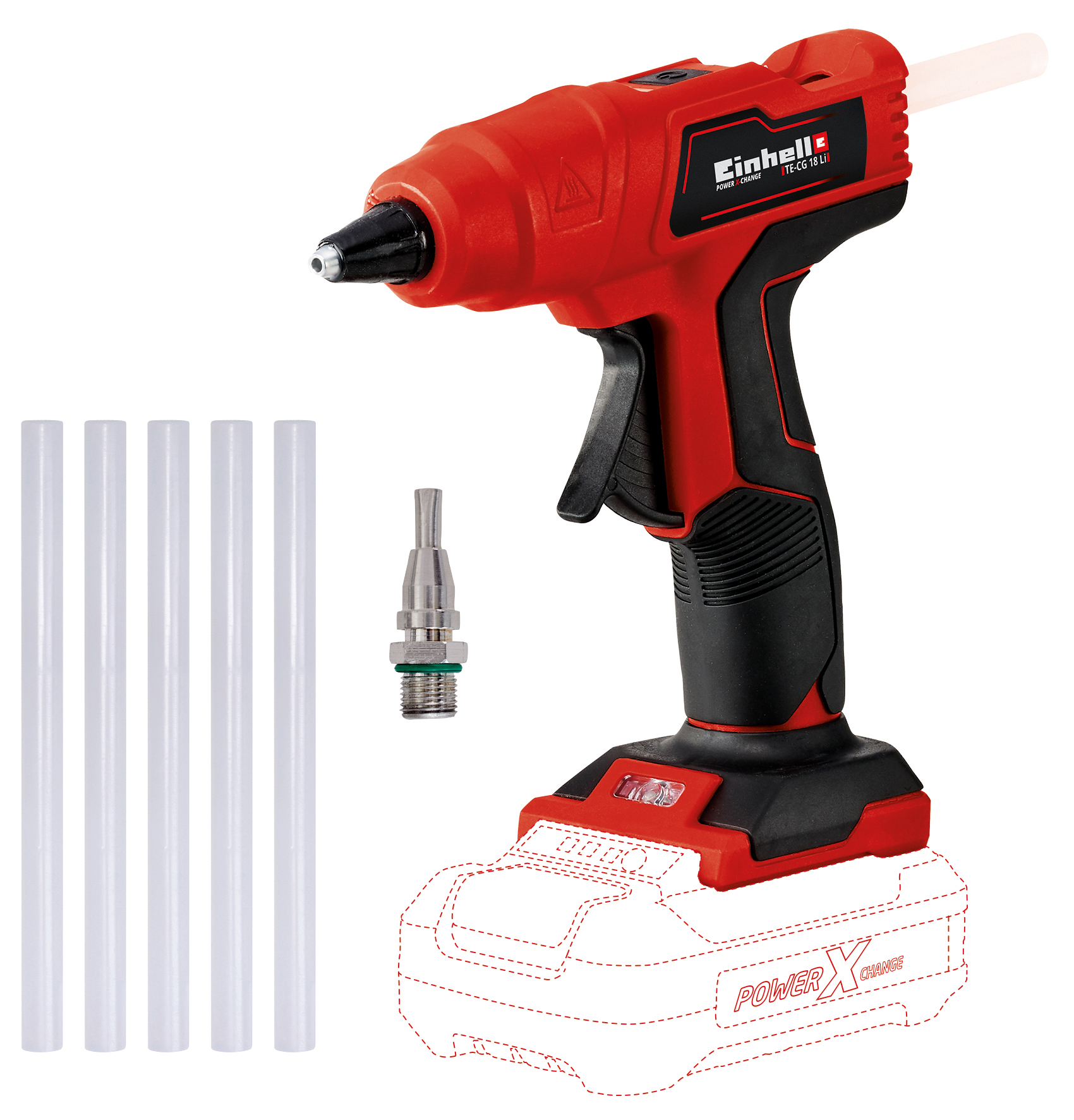 EINHELL Akku-Heißklebepistole TE-CG 18 Li Solo + Systemkoffer E-Case S-F EINHELL Akku-Heißklebepistole TE-CG 18 Li Solo + E-Box Koffer S-F