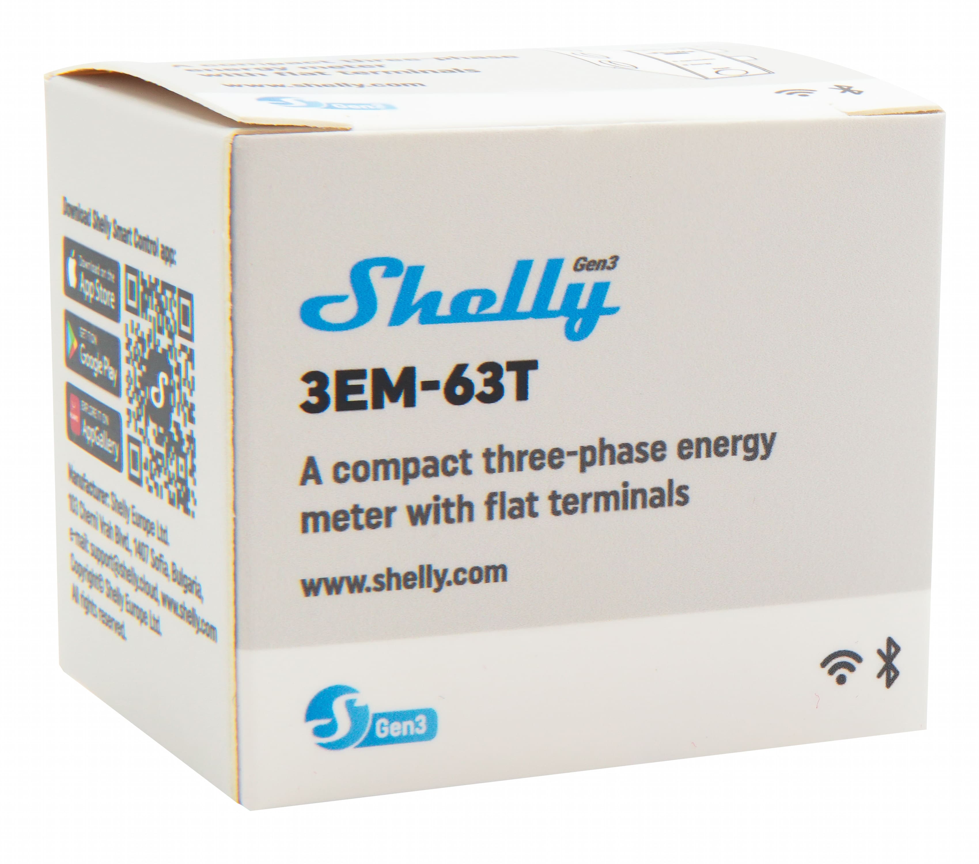 SHELLY WLAN-Stromzähler 3EM-63T Gen3, weiß SHELLY WLAN-Stromzähler 3EM-63T Gen3, weiß