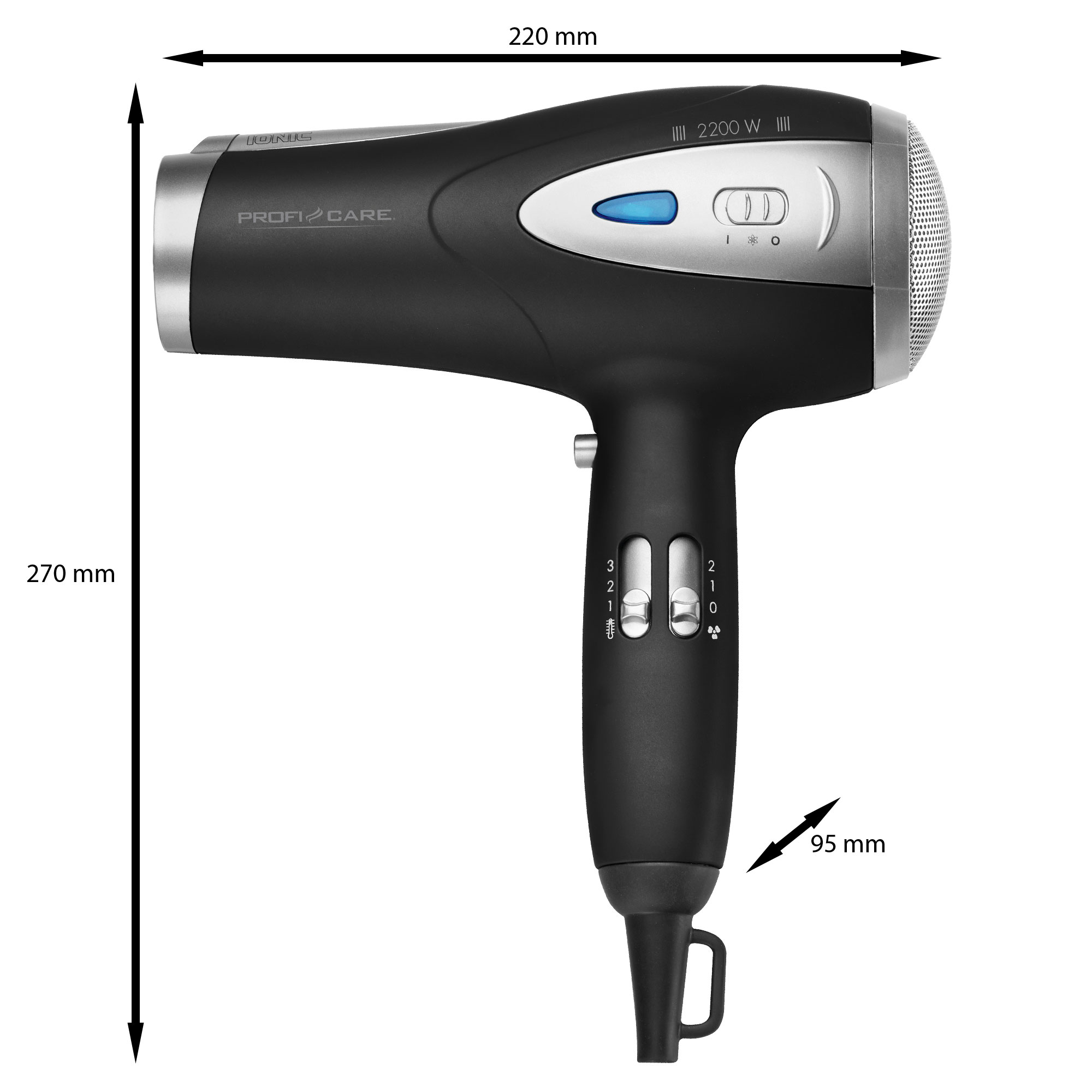 PROFI CARE Haartrockner PC-HTD 3113, Ionisierungsfunktion, 2200W, schwarz PROFICARE Haartrockner PC-HTD 3113, Ionisierungsfunktion, 2200W, schwarz
