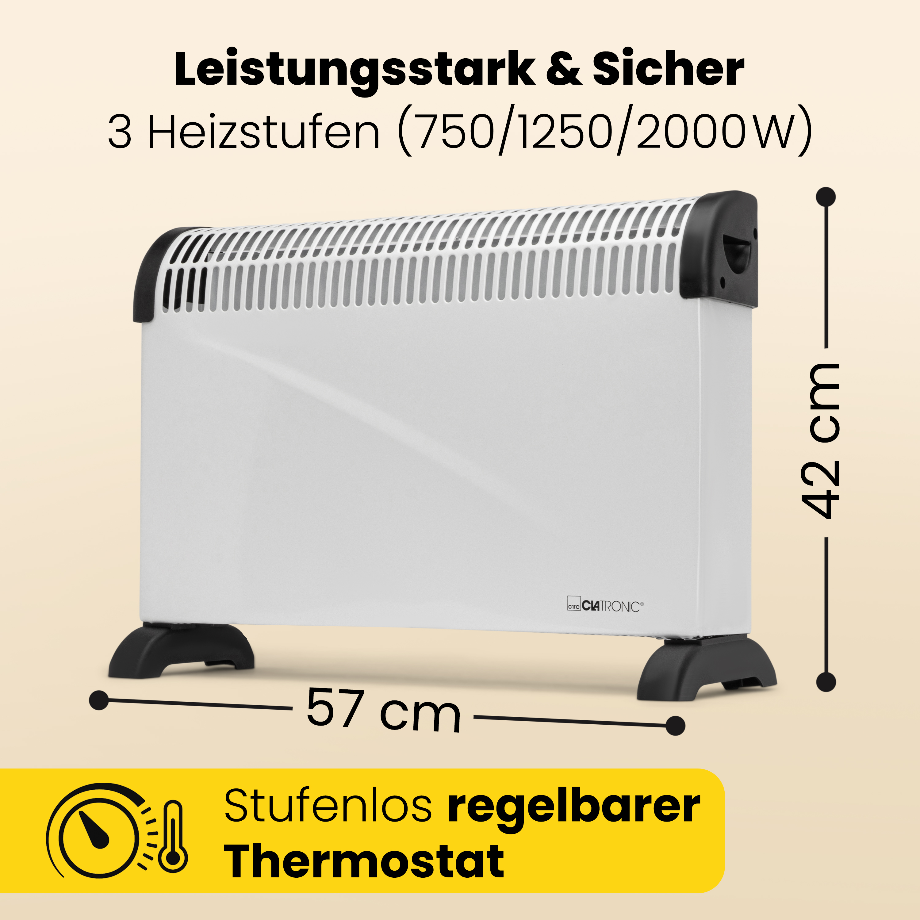CLATRONIC Konvektor-Heizung KH 3077 N, 3 Heizstufen, weiß, max. 2000 Watt CLATRONIC Konvektor-Heizung KH 3077 N, 3 Heizstufen, weiß, max. 2000 Watt