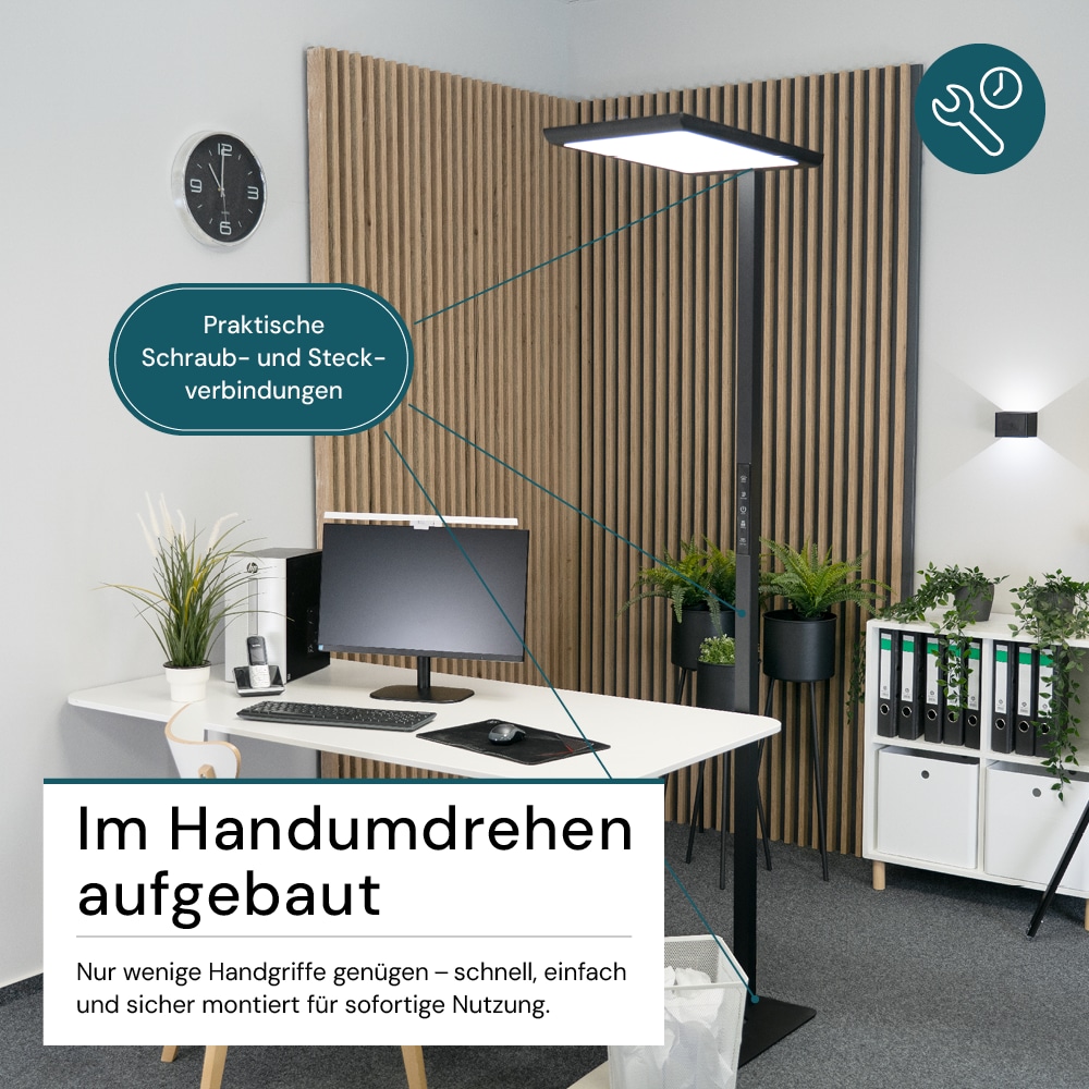 LUXULA LED-Büro-Stehleuchte, Up/Down, 100W, 4000K, EEK: F, 7000lm, IP20, dimmbar, schwarz LUXULA LED-Büro-Stehleuchte, Up/Down, 100W, 4000K, EEK: F, 7000lm, IP20, dimmbar, schwarz