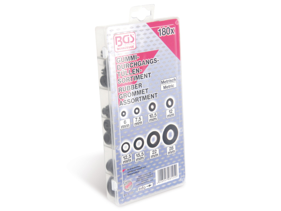 BGS TECHNIC Sortiment Gummi-Durchgangstüllen, 180-teilig BGS TECHNIC Sortiment Gummi-Durchgangstüllen, 180-teilig