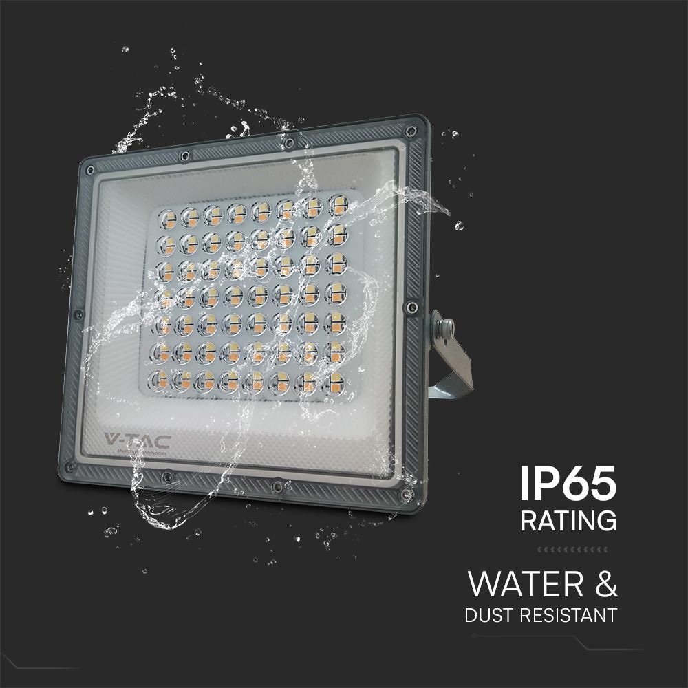 V-TAC LED-Fluter, VT-44050, EEK: F, 50 W, 5000 lm, CCT, IP65, grau V-TAC LED-Fluter, VT-44050, EEK: F, 50 W, 5000 lm, CCT, IP65, grau