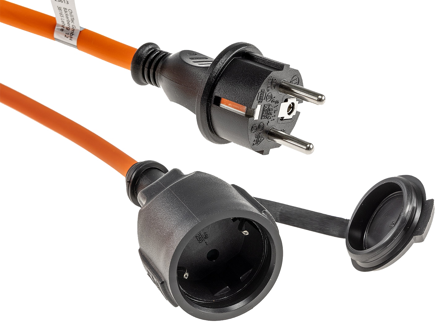 CHILITEC Gummi Schutzkontaktverlängerung, IP44, 10 m, orange CHILITEC Gummi Schutzkontaktverlängerung, IP44, 10 m, orange