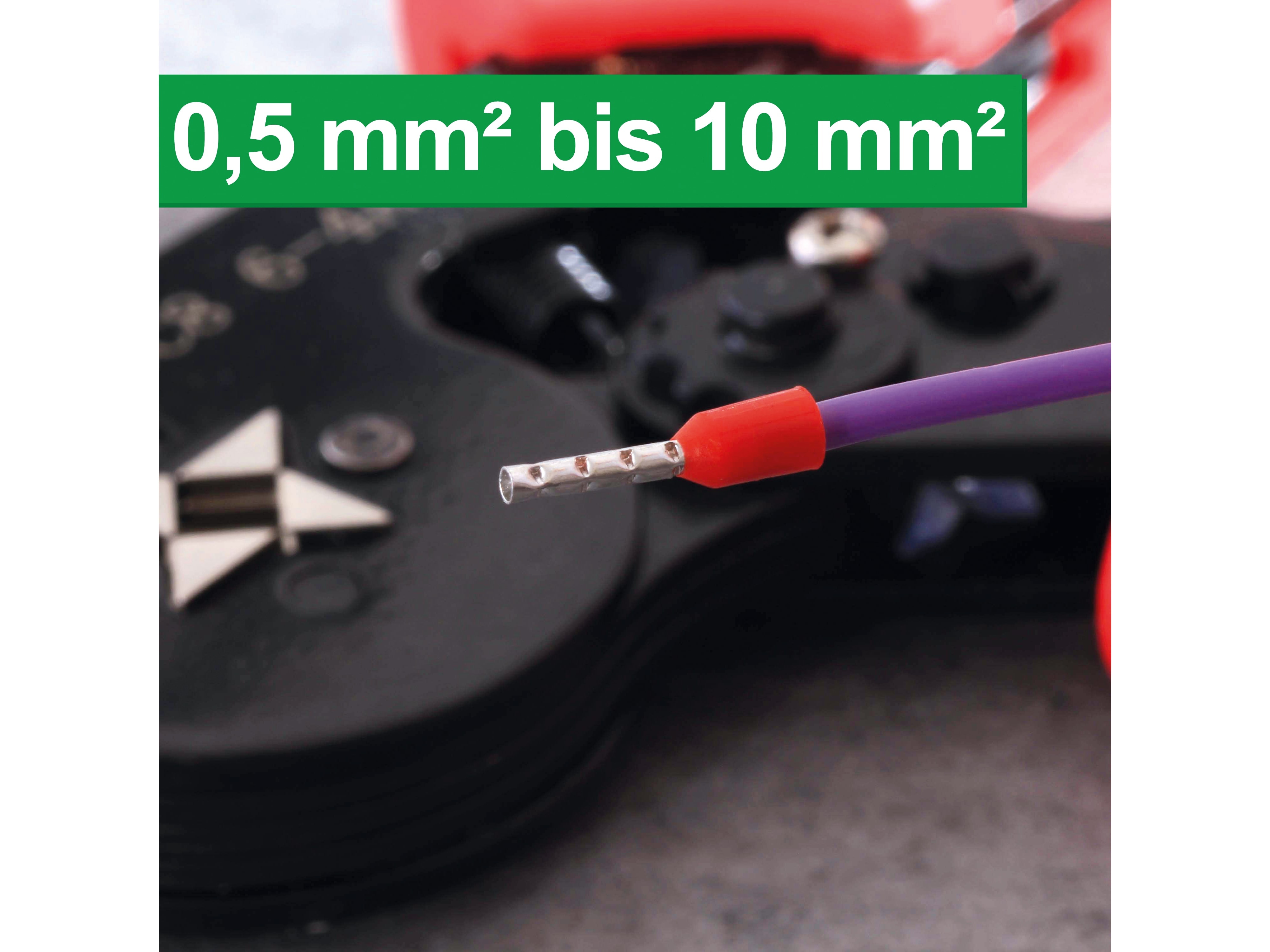 QUADRIOS selbst einstellende Automatik-Crimpzangen-Set, isolierte/unisolierte Aderendhülsen, 2700 Stück QUADRIOS selbsteinstellende Automatik-Crimpzange mit isolierten/unisolierten Aderendhülsen Set