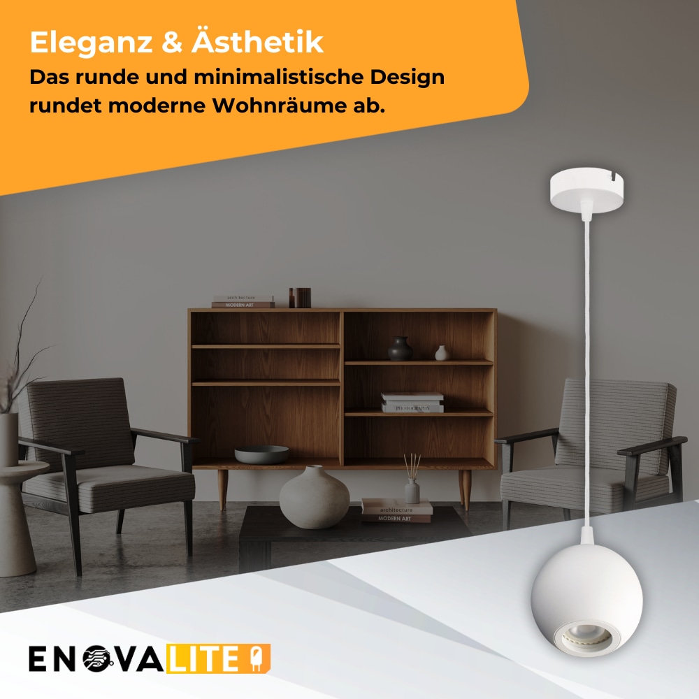 ENOVALITE LED-Pendellampe GLOBE, GU10-Fassung, IP20, Ø10cm, 1flammig, weiß ENOVALITE LED-Pendellampe GLOBE, GU10-Fassung, IP20, Ø10cm, 1flammig, weiß
