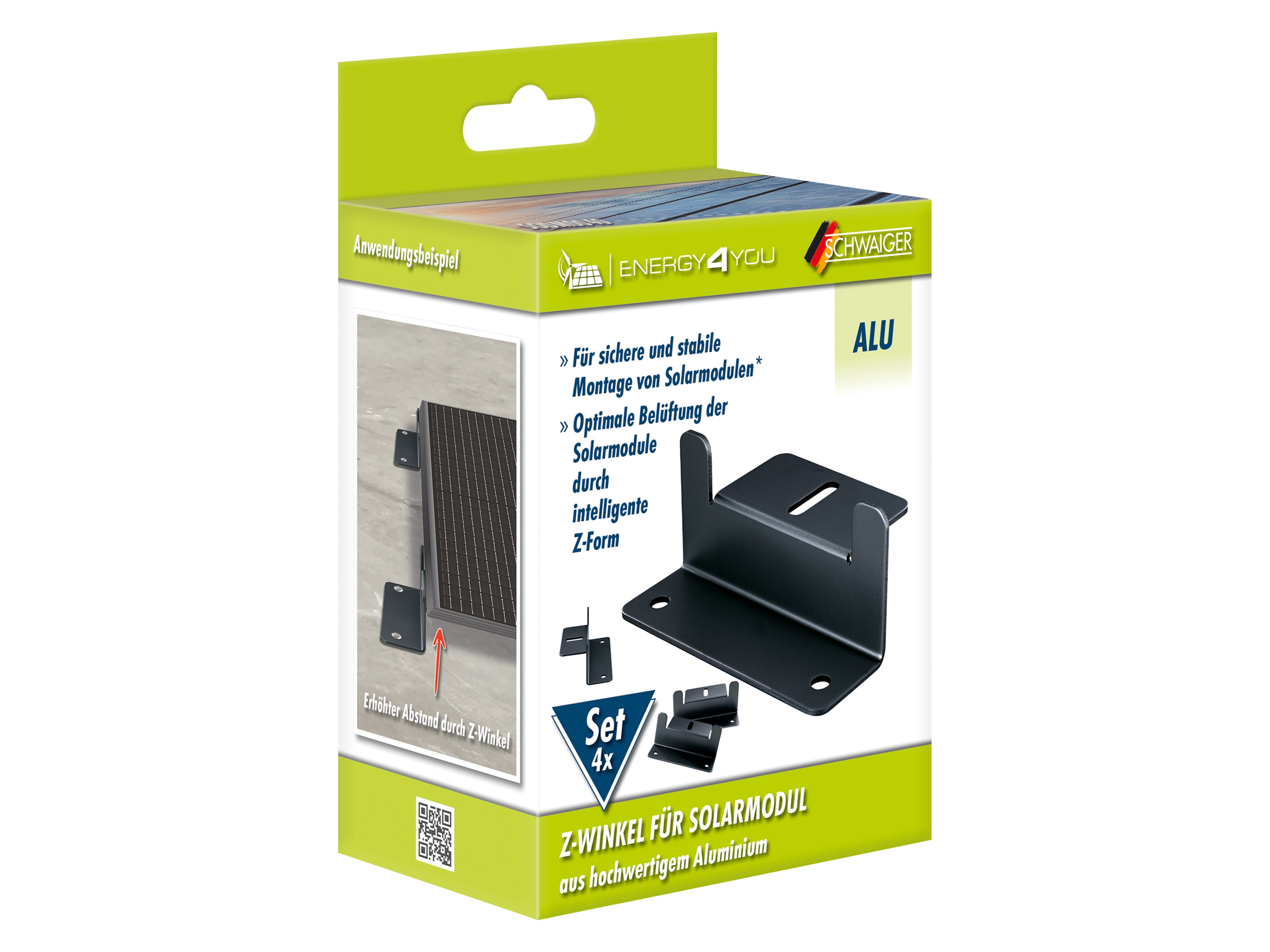 SCHWAIGER Z-Winkel für Solarmodul SODM0040, 4 Stück SCHWAIGER Z-Winkel für Solarmodul SODM0040