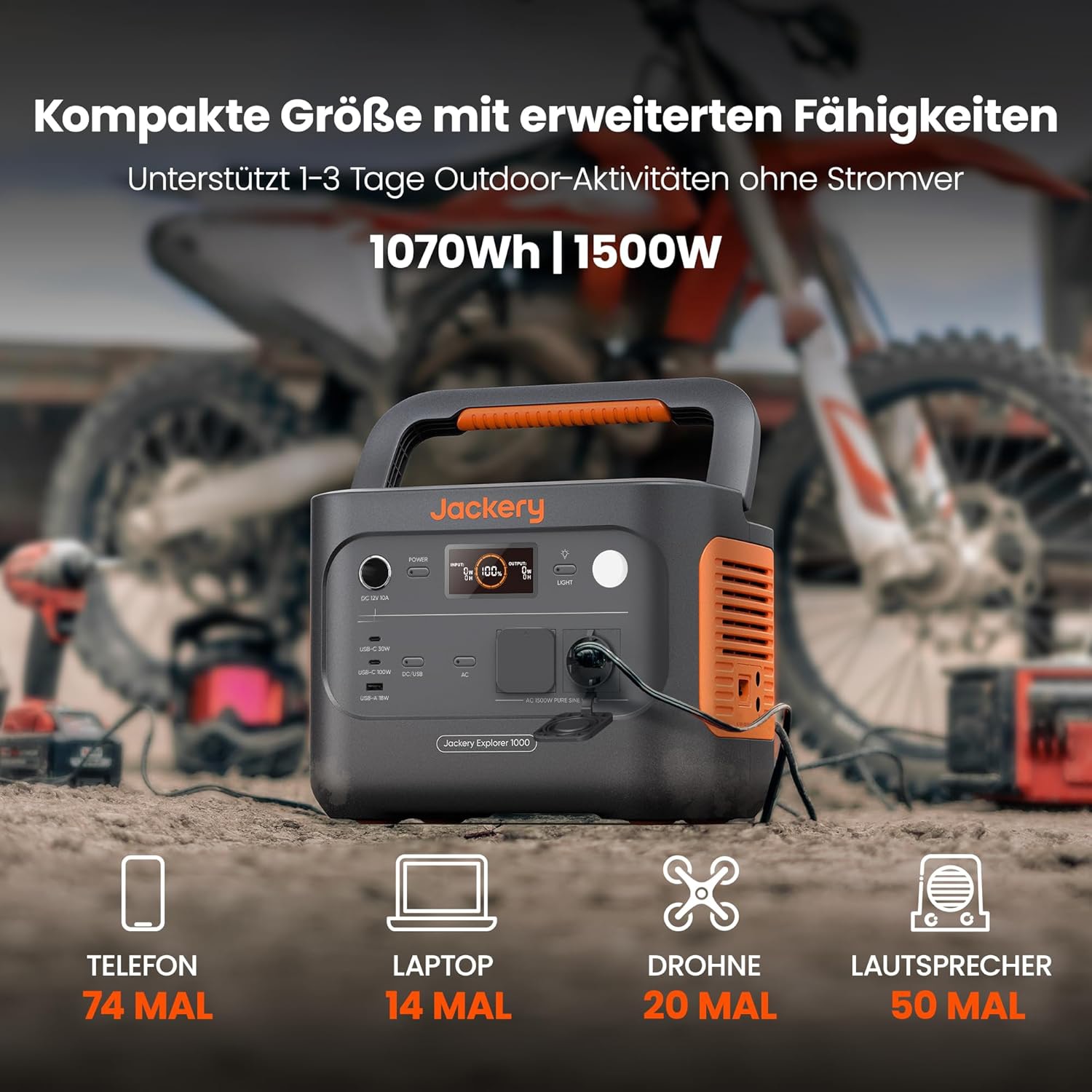 JACKERY Tragbare Powerstation E1000V2, 1070 Wh, 30400 mAh, LiFePO4 JACKERY Tragbare Powerstation E1000V2, 1070 Wh, 30400 mAh, LiFePO4