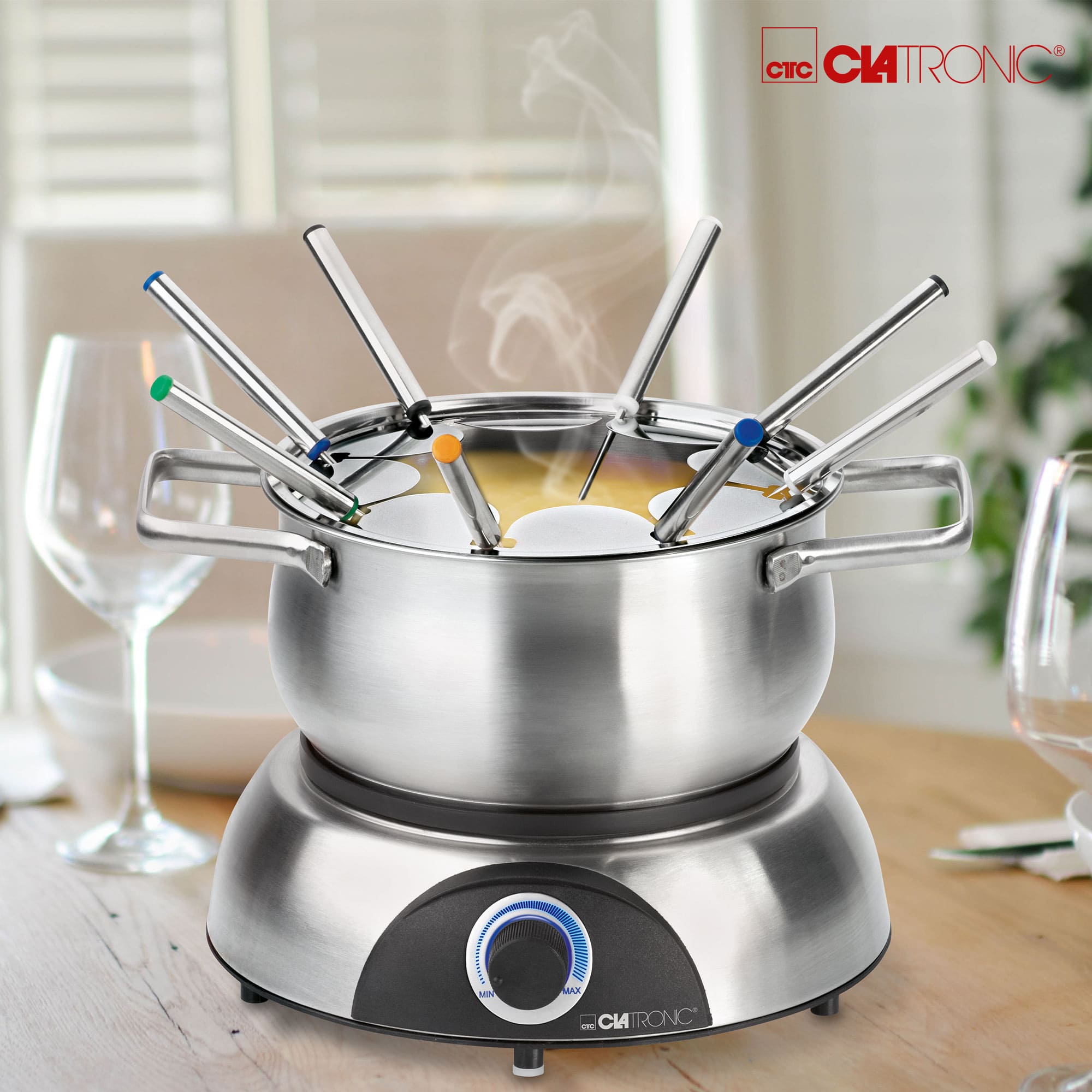CLATRONIC Fondue-Set FD 3783, Edelstahl Topf, 8 Personen, 1,2 L, 1400W CLATRONIC Fondue-Set FD 3783, Edelstahl Topf, 8 Personen, 1,2 L, 1400W