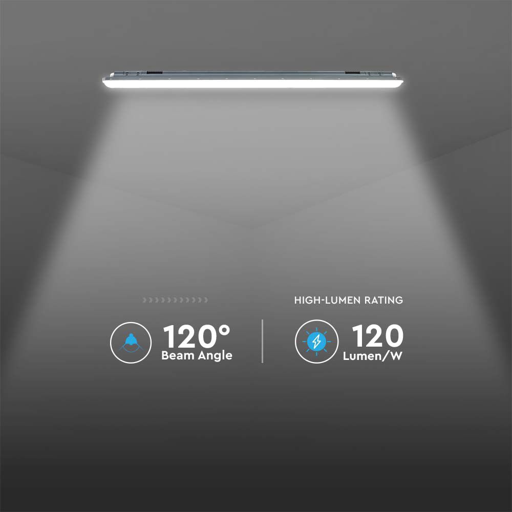 V-TAC LED-Feuchtraumleuchte VT-1253, EEK: E, 48 W, 5760 lm, 6500 K, 1500 mm V-TAC LED-Feuchtraumleuchte VT-1253, EEK: E, 48 W, 5760 lm, 6500 K, 1500 mm