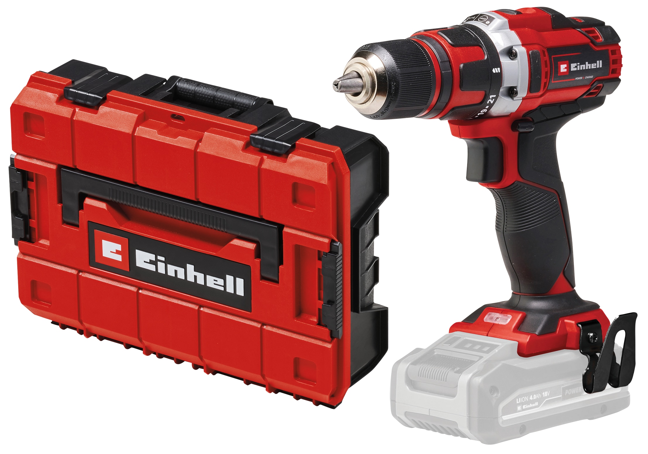 EINHELL Akku-Bohrschrauber TE-CD 18/40 Li Solo + Systemkoffer E-Case S-F EINHELL Akku-Bohrschrauber TE-CD 18/40 Li Solo + E-Box Koffer S-F