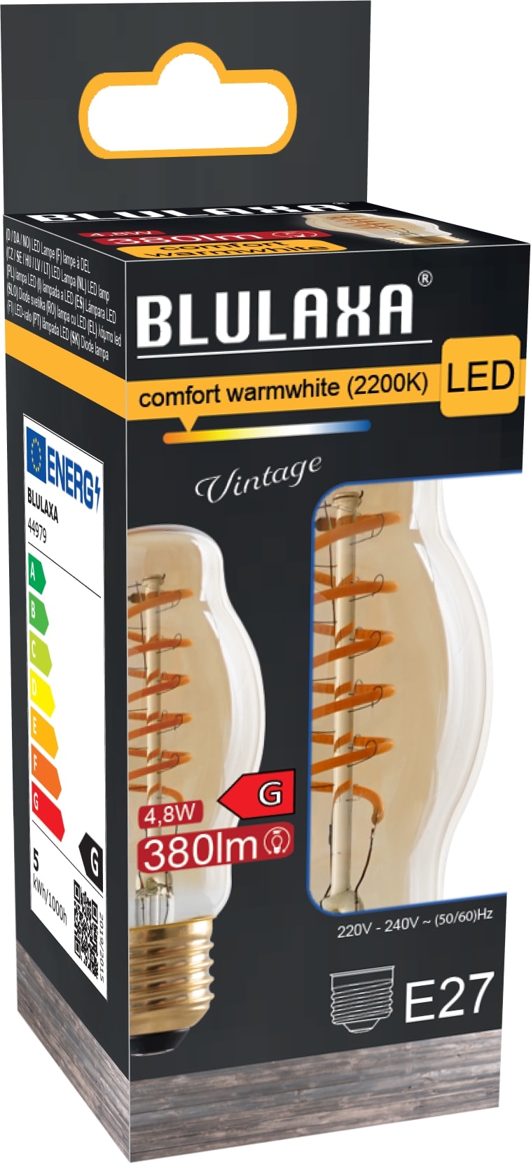 BLULAXA LED FlexFilament BTT, E27, 4,8 W, 2200 K, EEK: G, 380 lm, IP20, warmweiß BLULAXA LED FlexFilament BTT, E27, 4,8 W, 2200 K, EEK: G, 380 lm, IP20, warmweiß