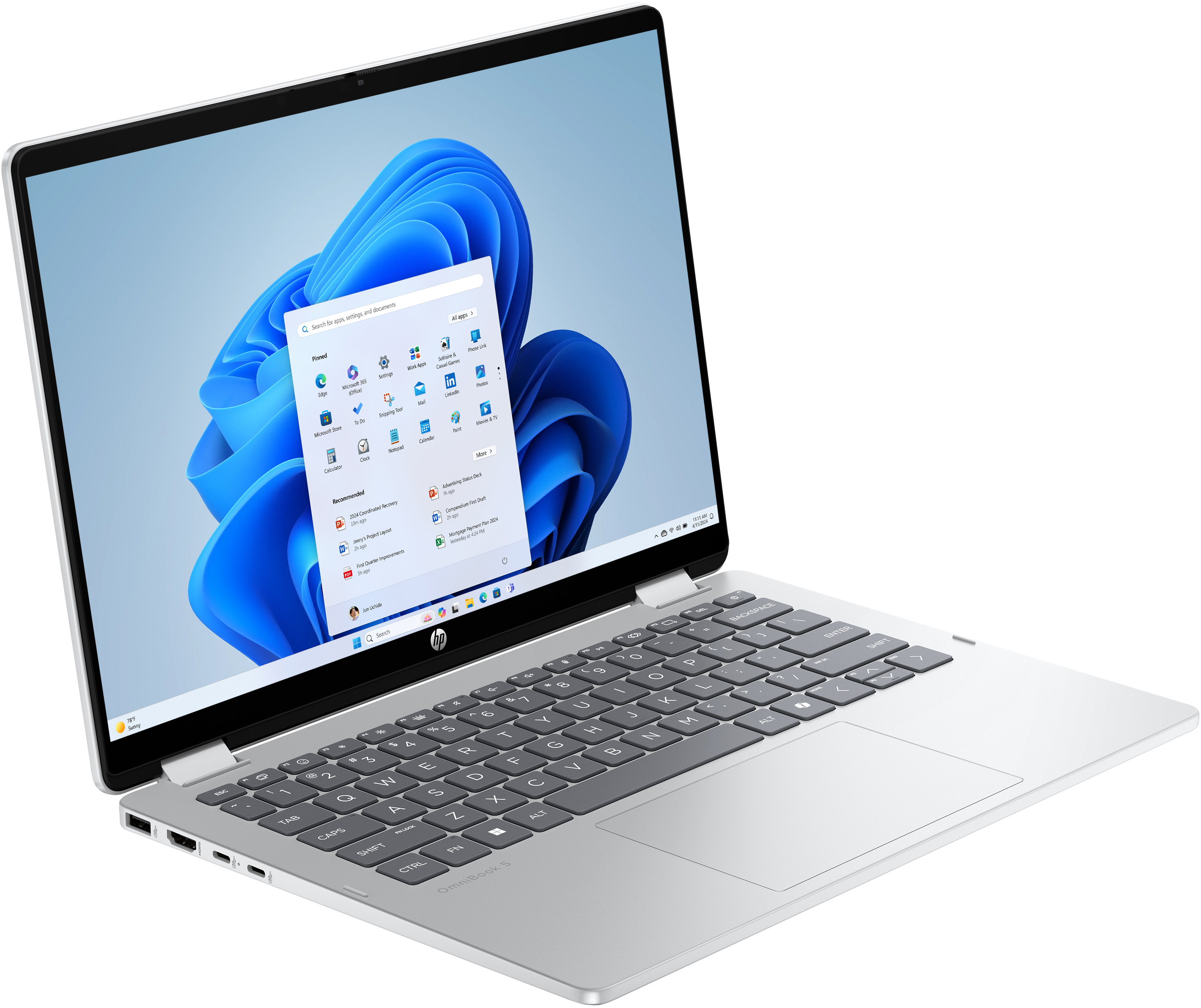 HP Notebook OmniBook 5 Flip 14-fp0152ng, Hybrid (2-in-1), 35,6 cm (14"), Touchscreen, 2K, Silber HP Notebook OmniBook 5 Flip 14-fp0152ng, Hybrid (2-in-1), 35,6 cm (14"), Touchscreen, 2K, Silber