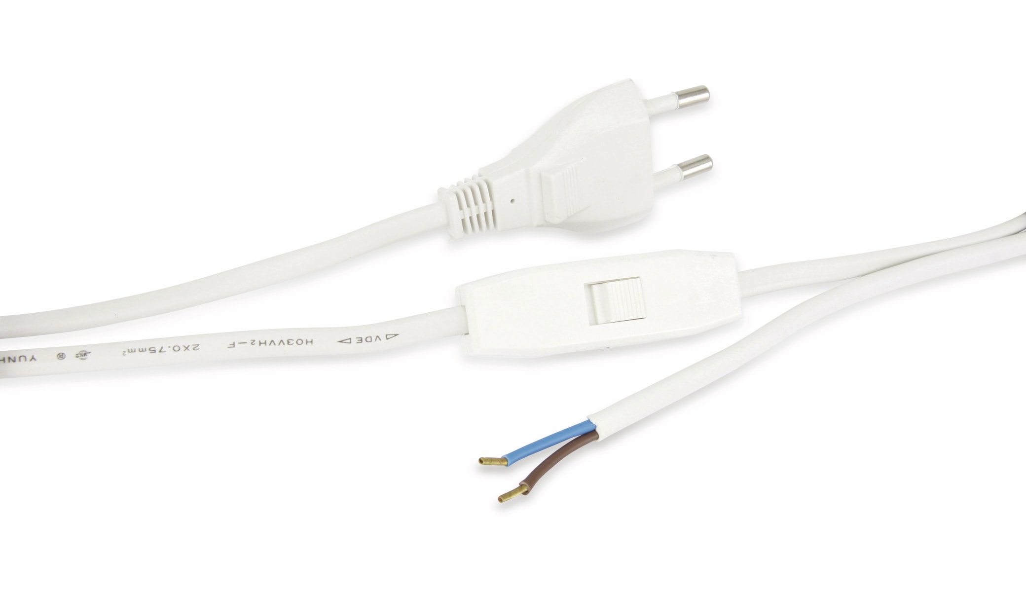 GOOBAY Euro-Netzkabel mit Schnur-Zwischenschalter, weiß GOOBAY Euro-Netzkabel mit Schnur-Zwischenschalter, weiß