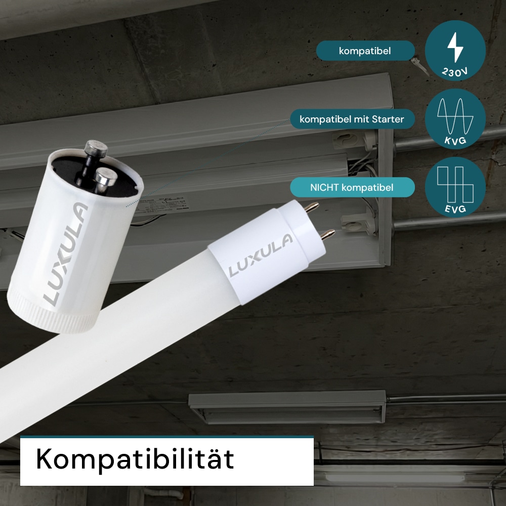 LUXULA LED-Röhre 2160lm LX100820, T8, 4000K, 120lm/W, 18W, mit Brücke LUXULA LED-Röhre 2160lm LX100820, T8, 4000K, 120lm/W, 18W, mit Brücke
