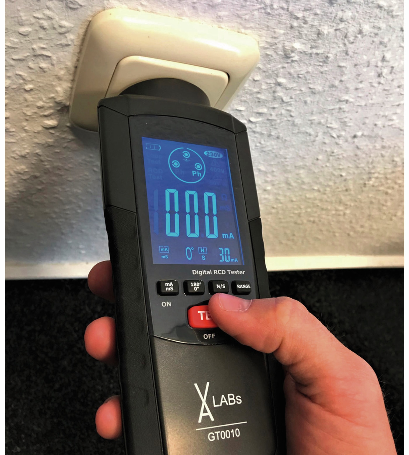 VA LABS GT0010: RCD-Prüfgerät GT0010, 195 - 253 V AC VA LABS GT0010: RCD-Prüfgerät GT0010, 195 - 253 V AC