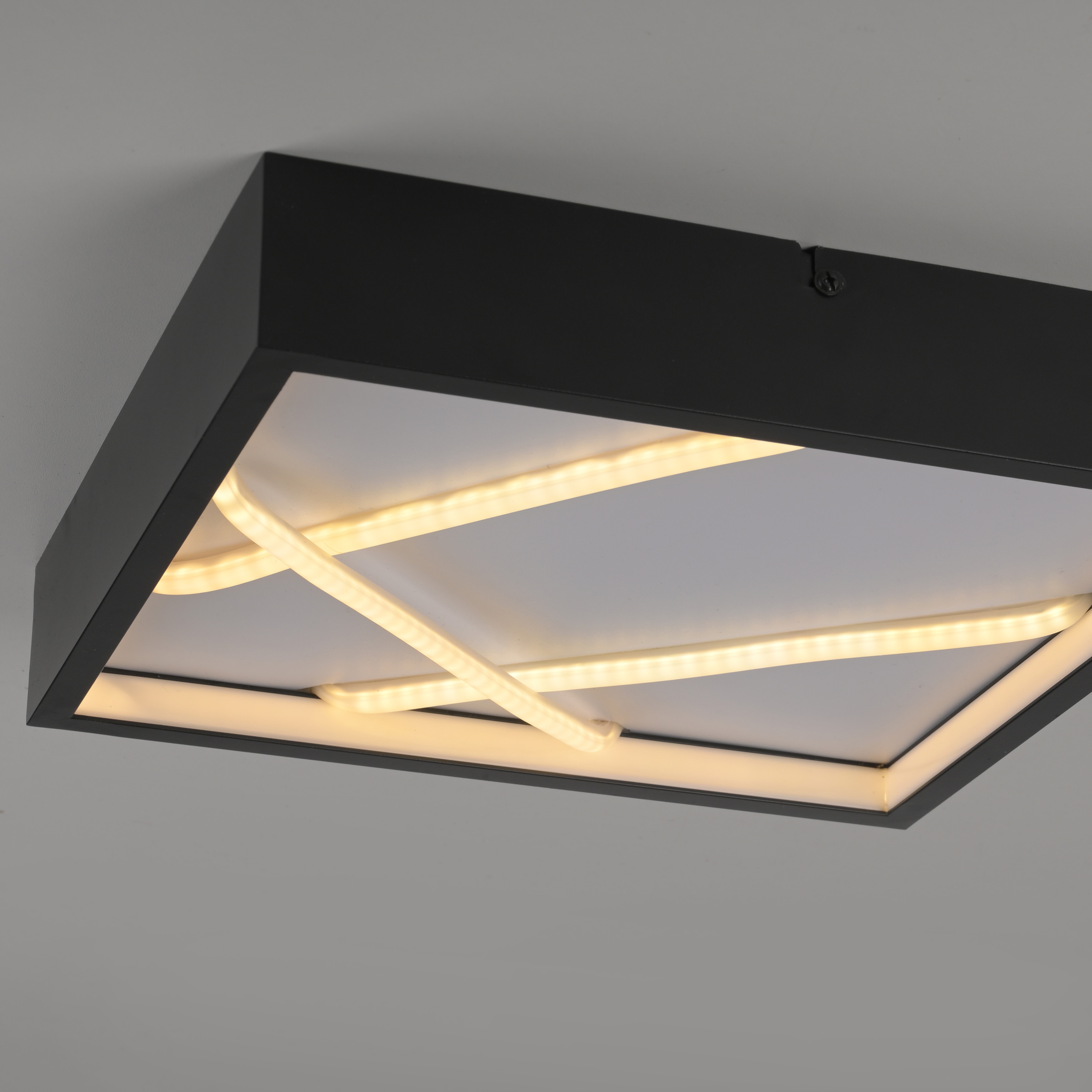 JUST LIGHT LED-Deckenleuchte 14092-18, 28W, 3000K, 3500lm, warmweiß, IP20, schwarz