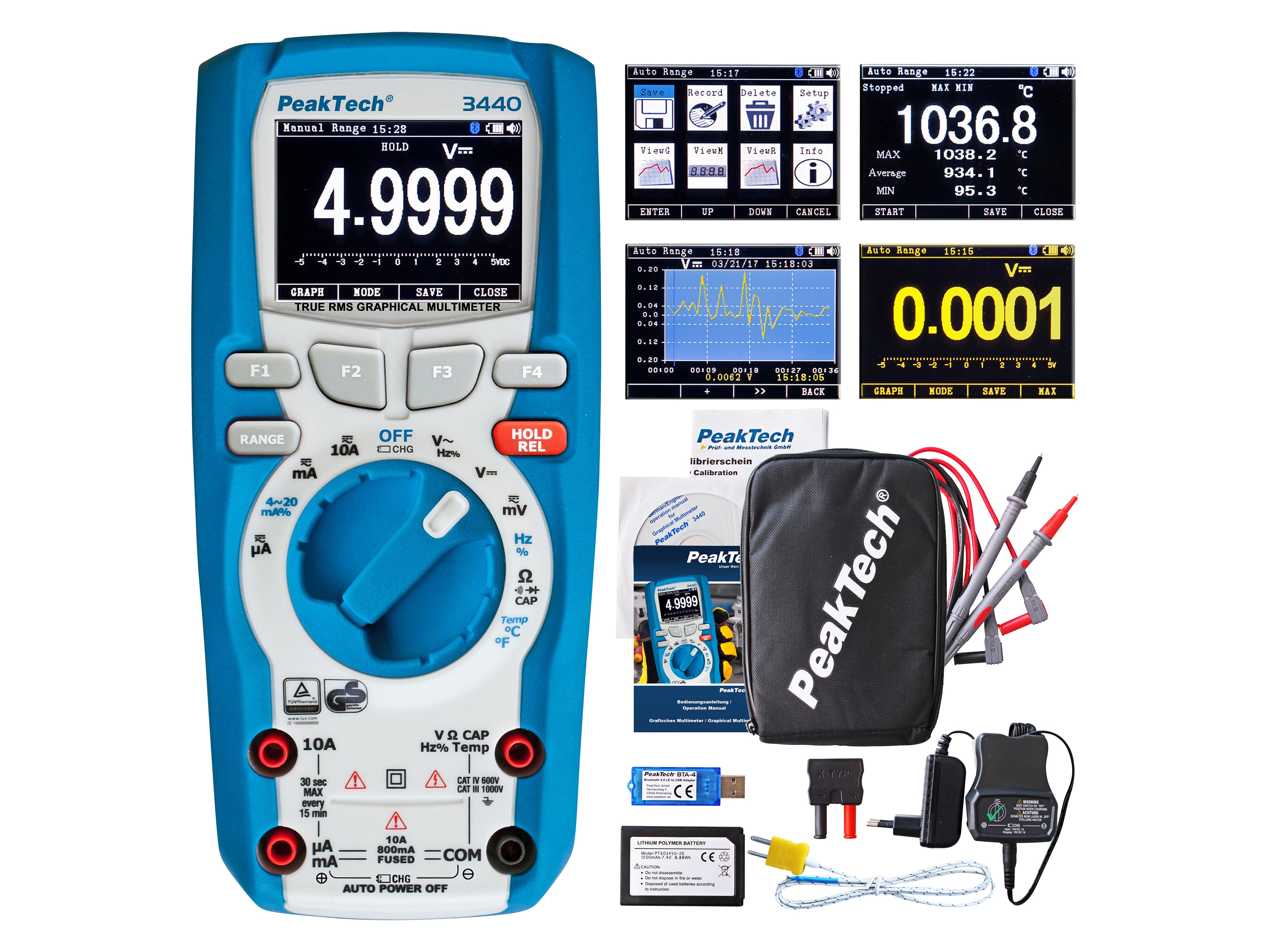 PEAKTECH Grafisches Multimeter, P 3440, 1000 V AC/DC, 10 A AC/DC, Bluetooth PEAKTECH Grafisches Multimeter, P 3440, 1000 V AC/DC, 10 A AC/DC, Bluetooth