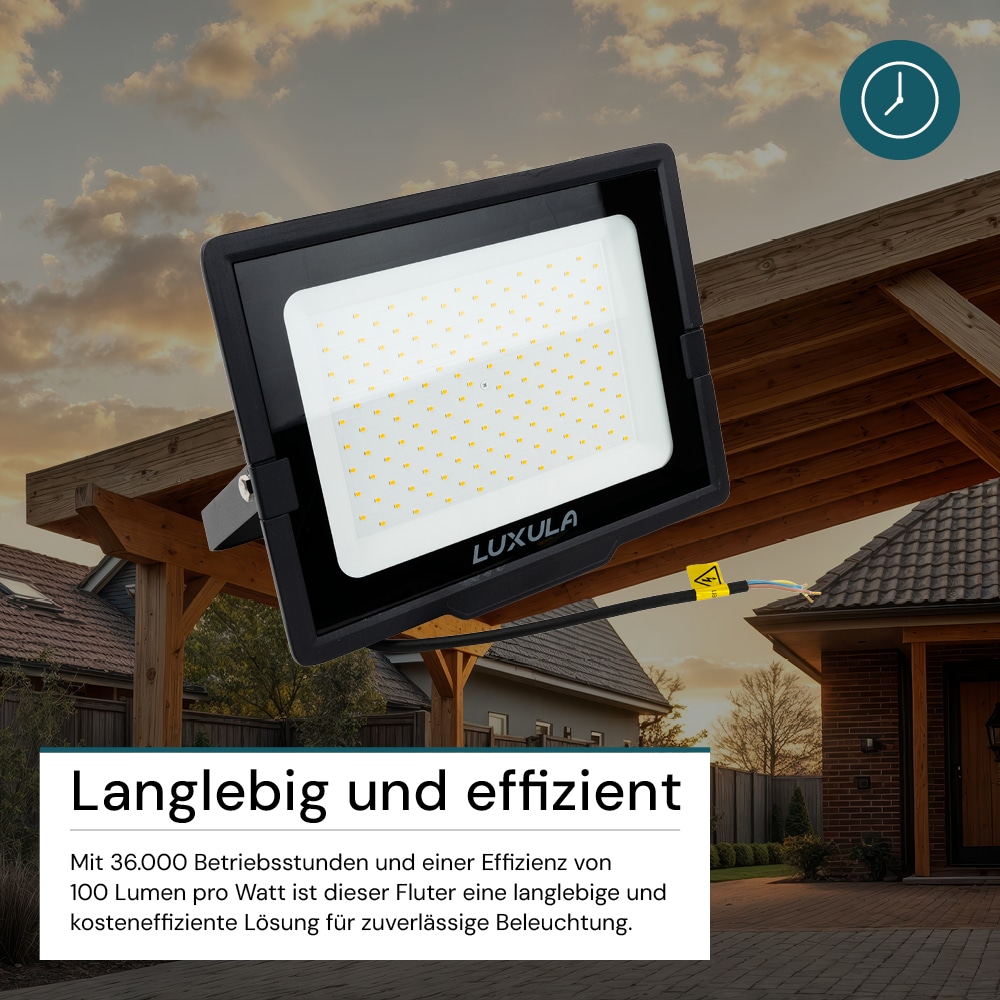 LUXULA LED-Fluter, EEK: F, 150W, 15000lm, 3000K, schwarz