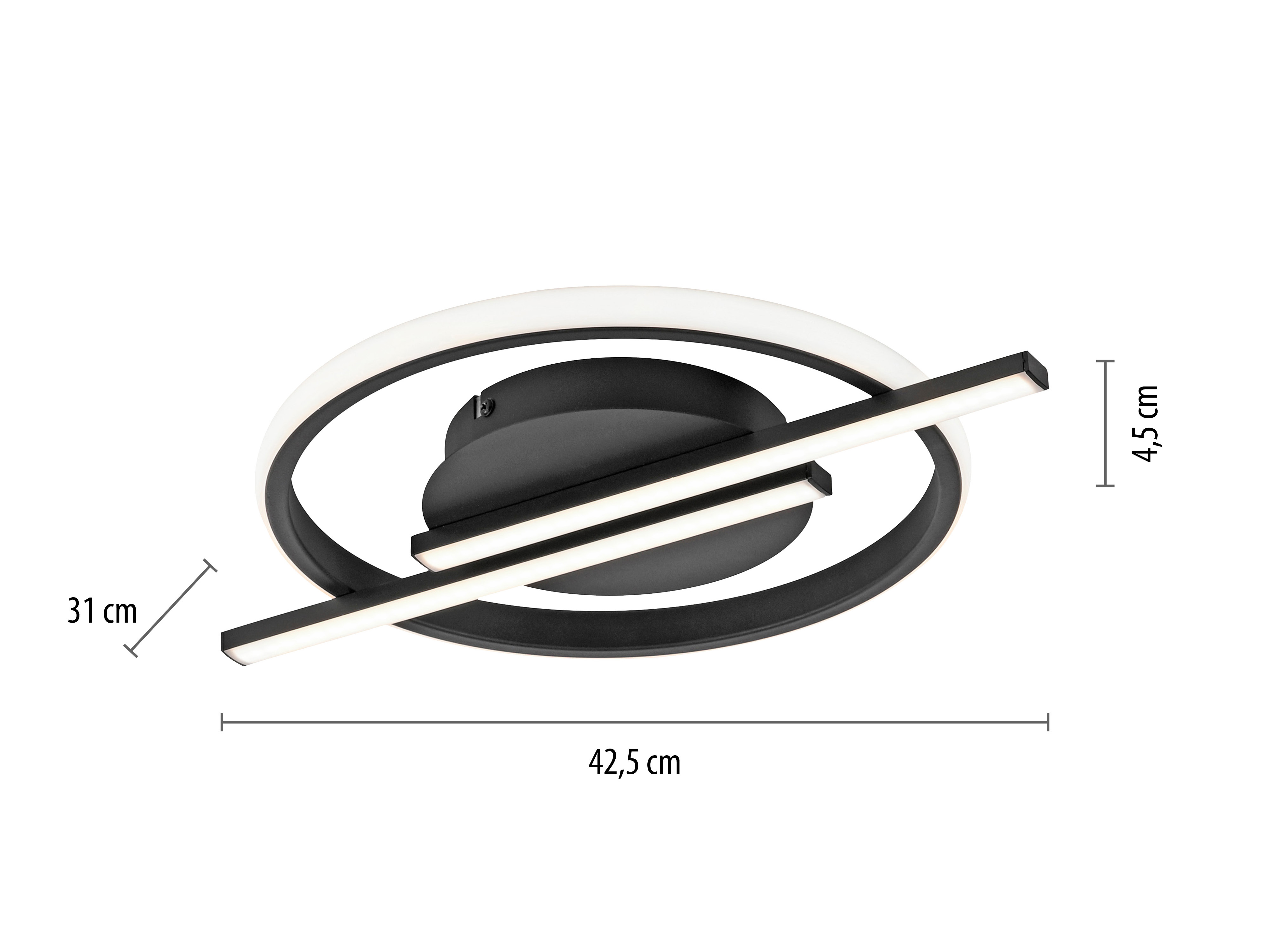 JUST LIGHT LED-Deckenleuchte 14130-18 schwarz, 17,5 W, 2100 lm, 3000 K, Dimmbar