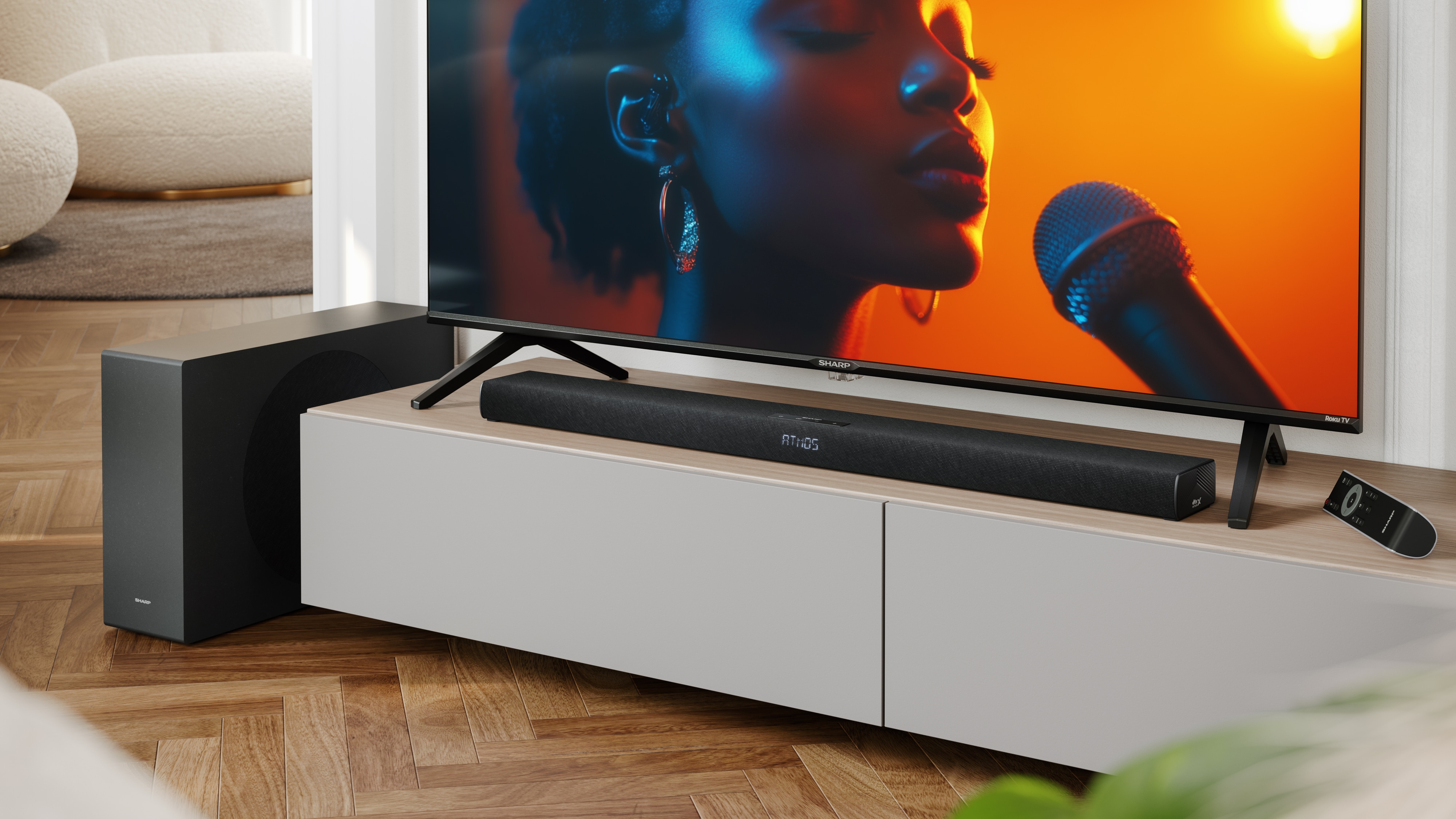 SHARP Soundbar HT-SBW320, 2.1-Kanal, Ultraflach, Dolby Atmos, DTS Virtual:X, Wireless Subwoofer, Bluetooth, Schwarz SHARP Soundbar HT-SBW320, 2.1-Kanal, Ultraflach, Dolby Atmos, DTS Virtual:X, Wireless Subwoofer, Bluetooth, Schwarz